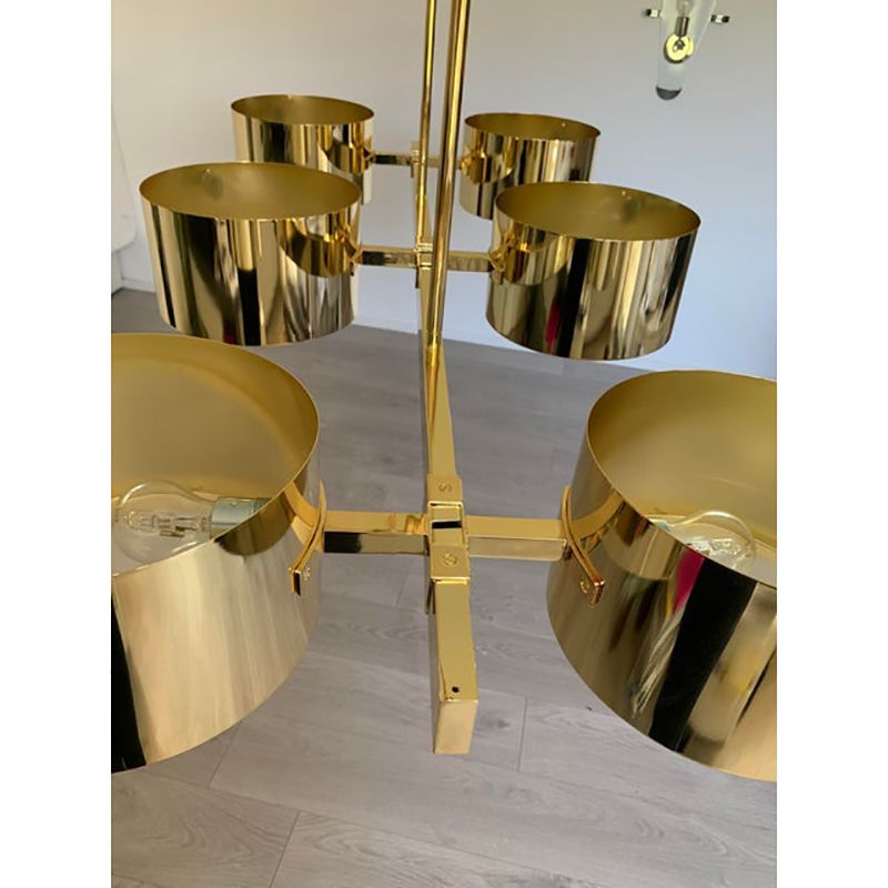 Italian Sputnik Chandelier Metal Gold Stilnovo Lelli Style photo furniture