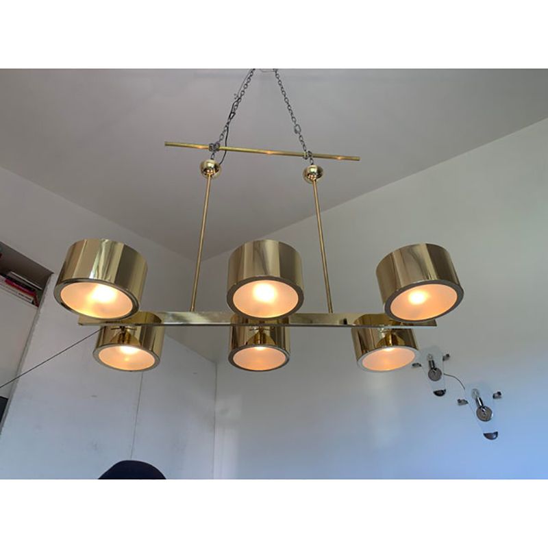 Italian Sputnik Chandelier Metal Gold Stilnovo Lelli Style photo Lighting