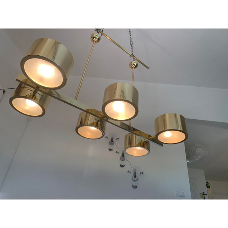 Italian Sputnik Chandelier Metal Gold Stilnovo Lelli Style photo 12500.0