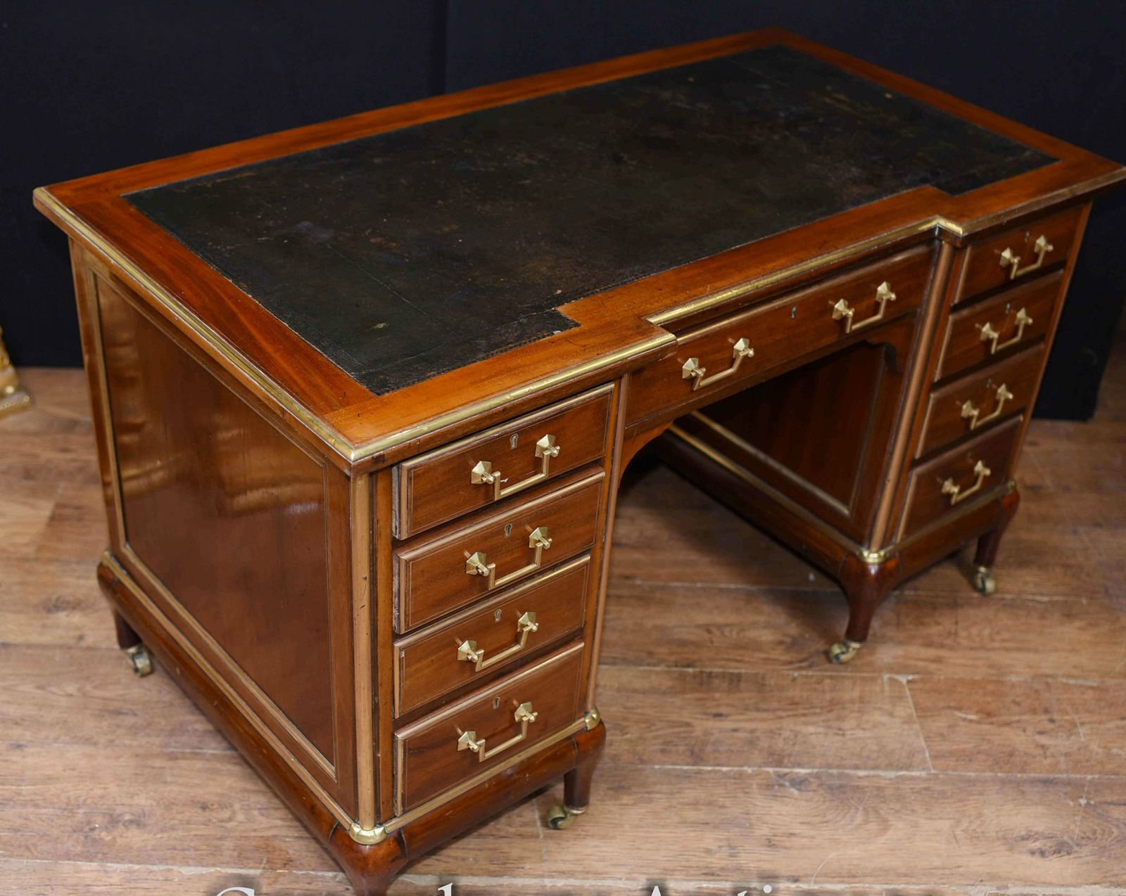 French Desks = Antique Empire Knee Hole Bureau Desk 1890 photo Furniture