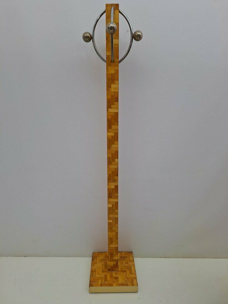 Coat Hanger In Bamboo Wood And Metal, Italy, 1980s