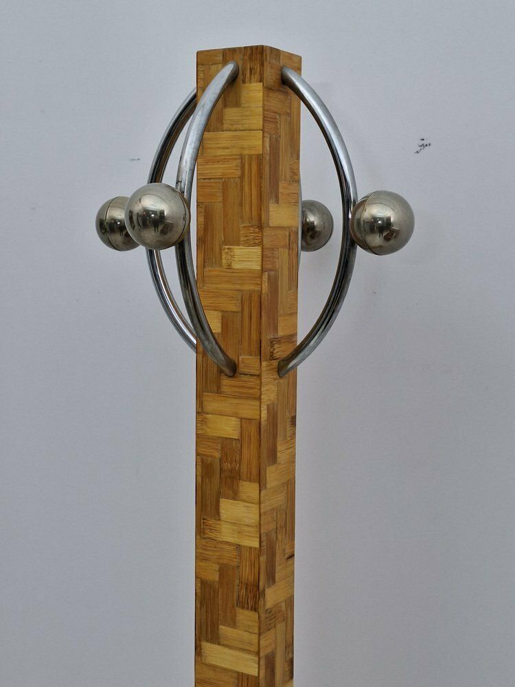 Coat Hanger In Bamboo Wood And Metal, Italy, 1980s photo furniture