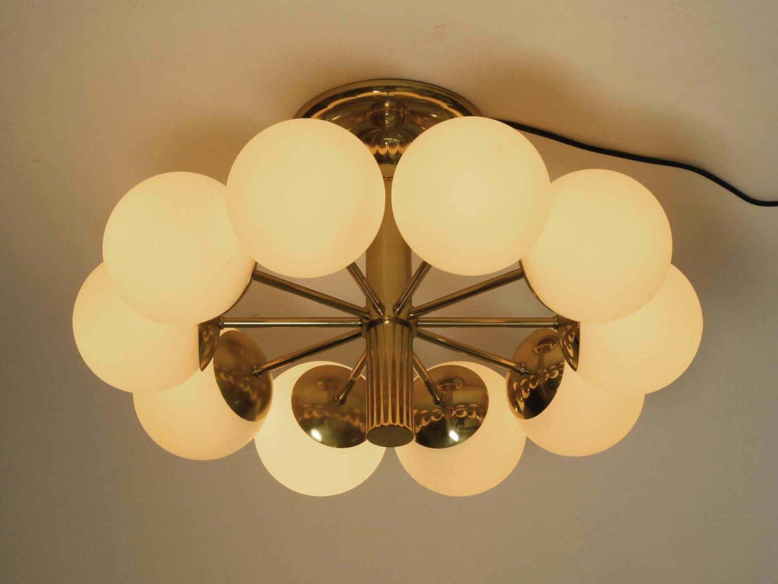 1960s Space Age Brass Ceiling Lamp With 10 Glass Balls By Kaiser Leuchten photo Lighting