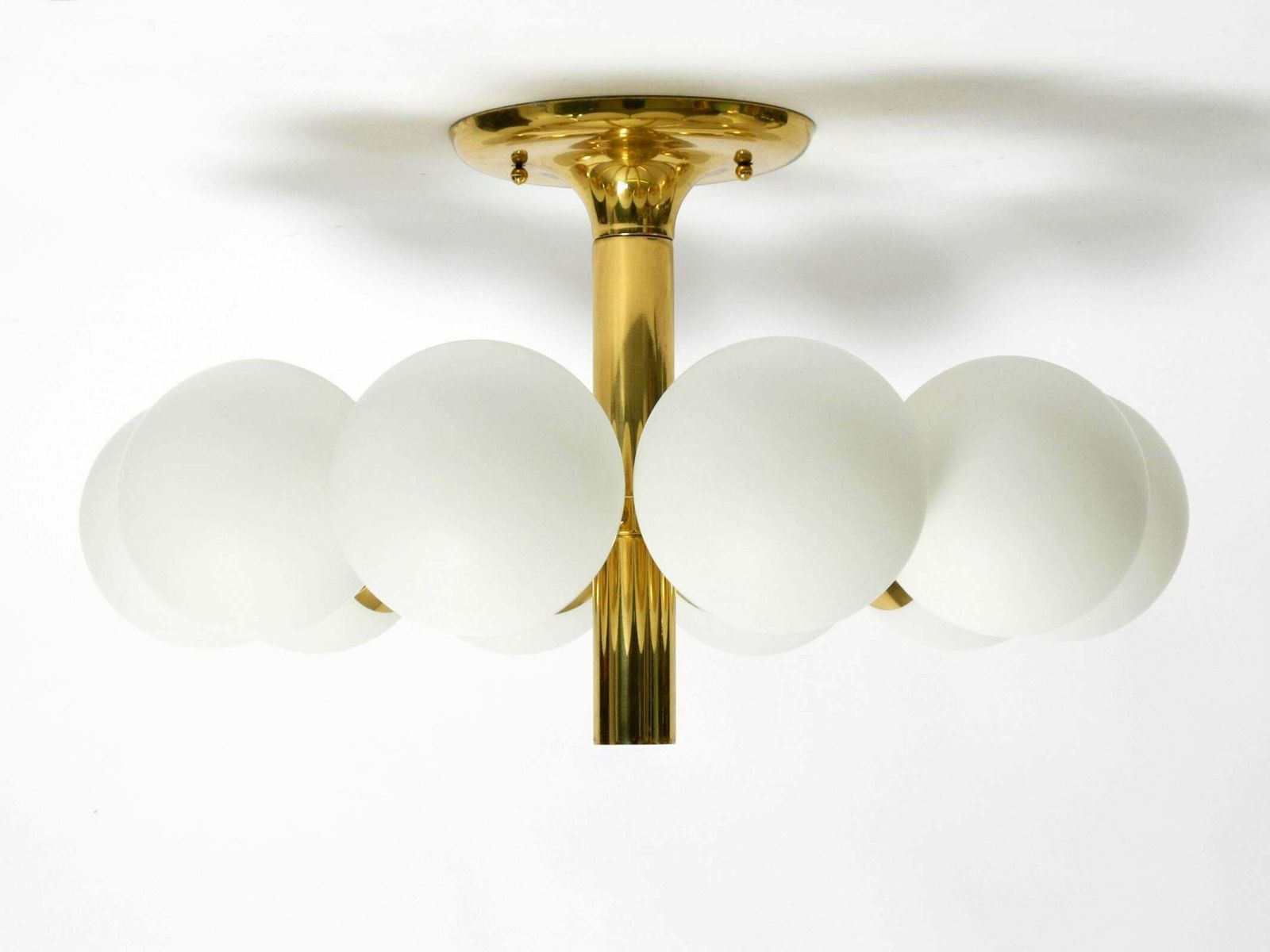 photo vinterior 1960s Space Age Brass Ceiling Lamp With 10 Glass Balls By Kaiser Leuchten