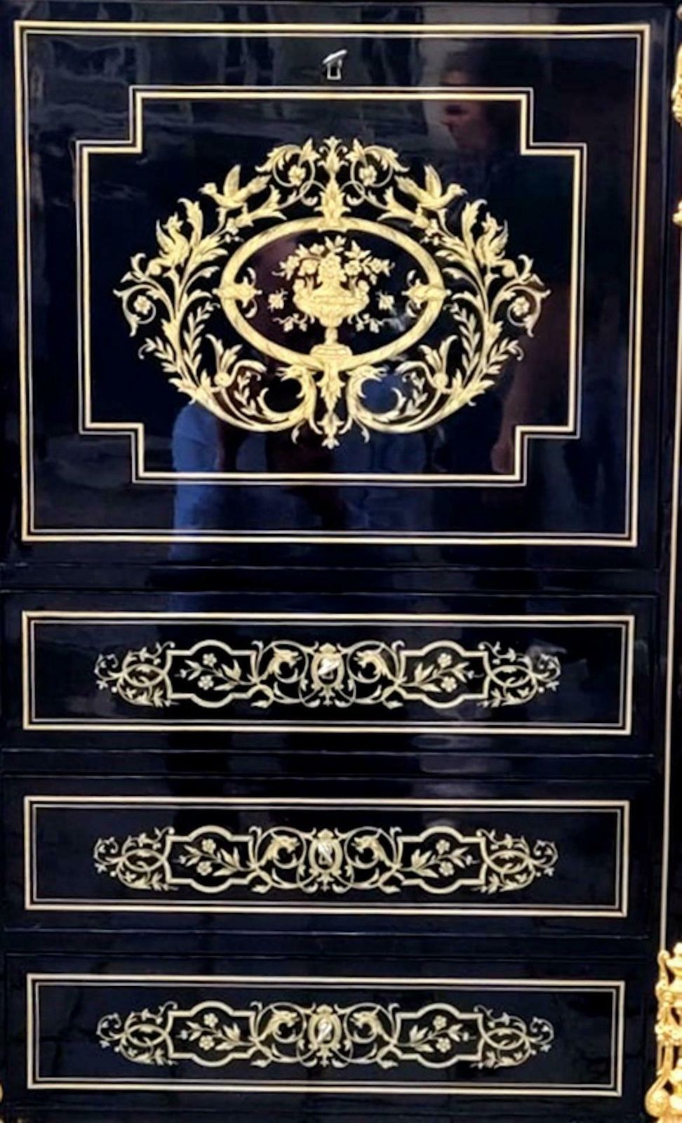Napoleon III Secretary In Blackened Pear Wood   Brass Marquetry photo 5057.0
