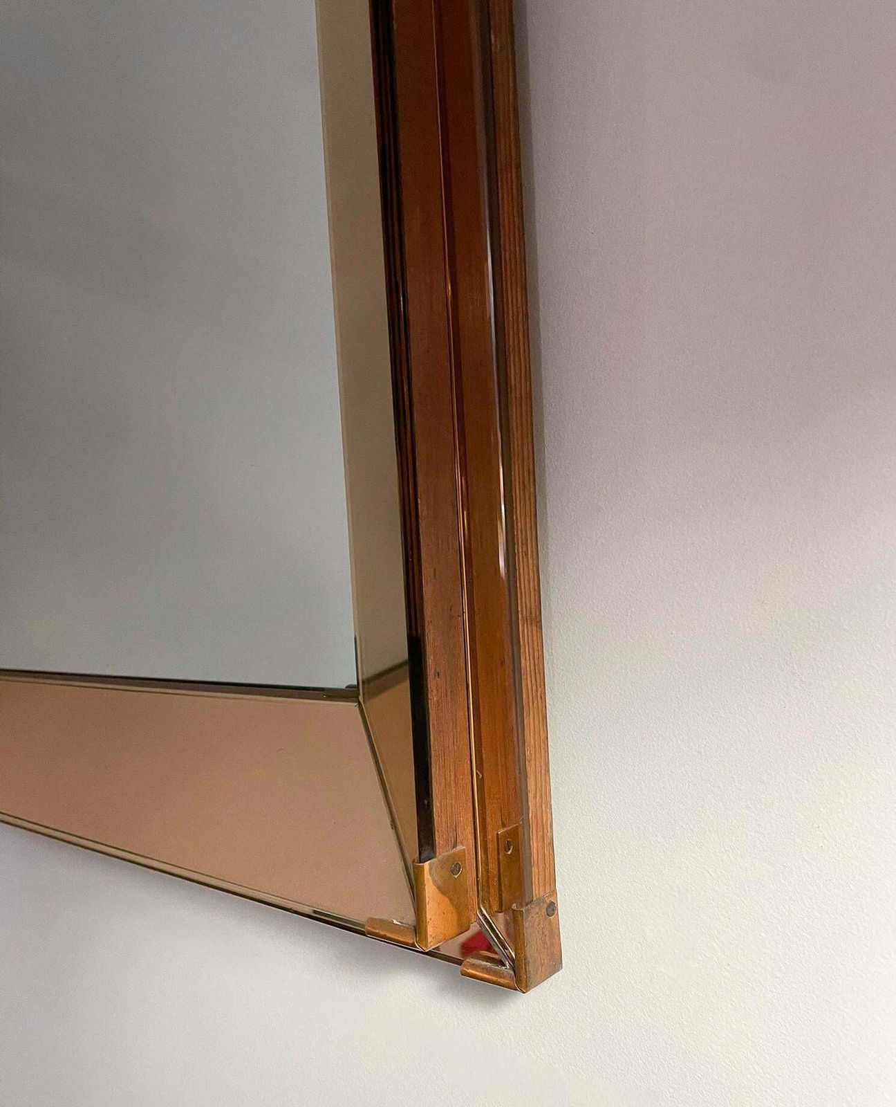Mid Century Modern Mirror In The Style Of Jacques Adnet, 1940s photo for sale