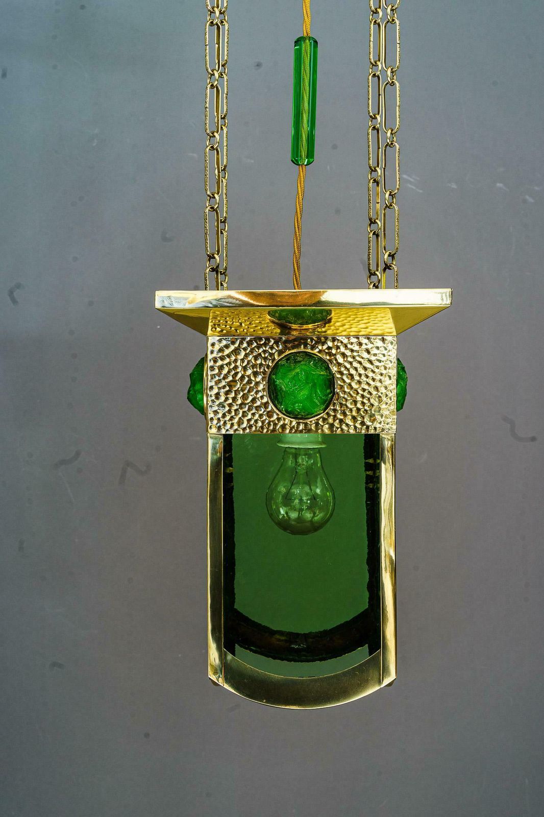 Art Deco Pendant With Original Antique Glasses And Original Old Opaline Stones photo Lighting