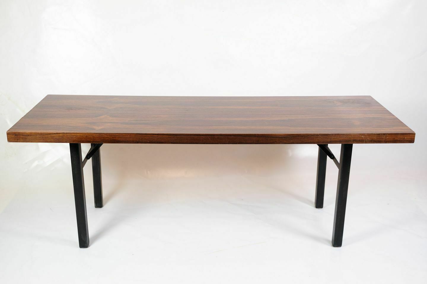 Coffee Table  In Rosewood With Black Lacquered Metal Frame  From 1960s
