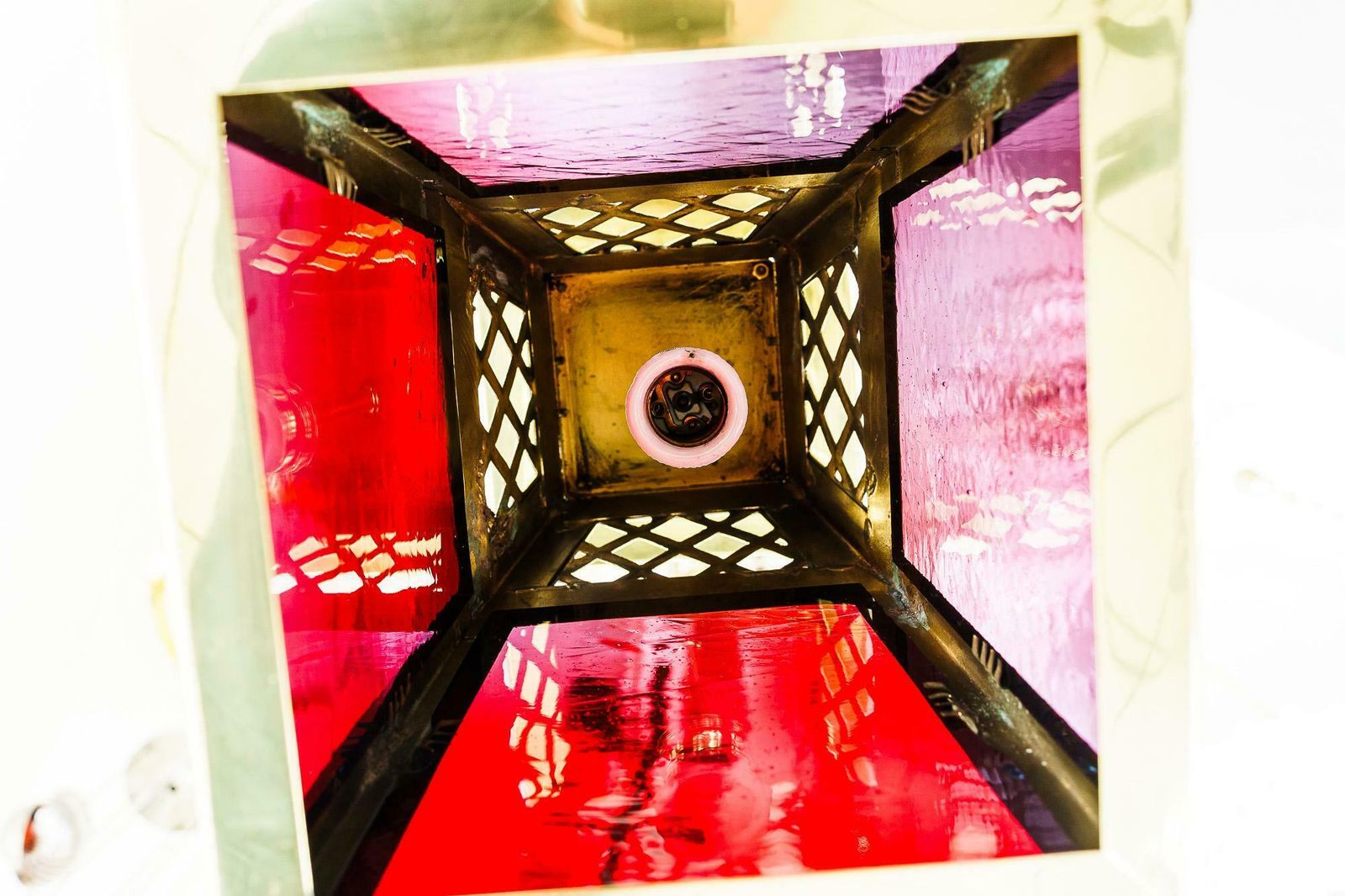 photo vinterior Art Deco Pendant With Original Red Antique Glasses Vienna Around 1920s