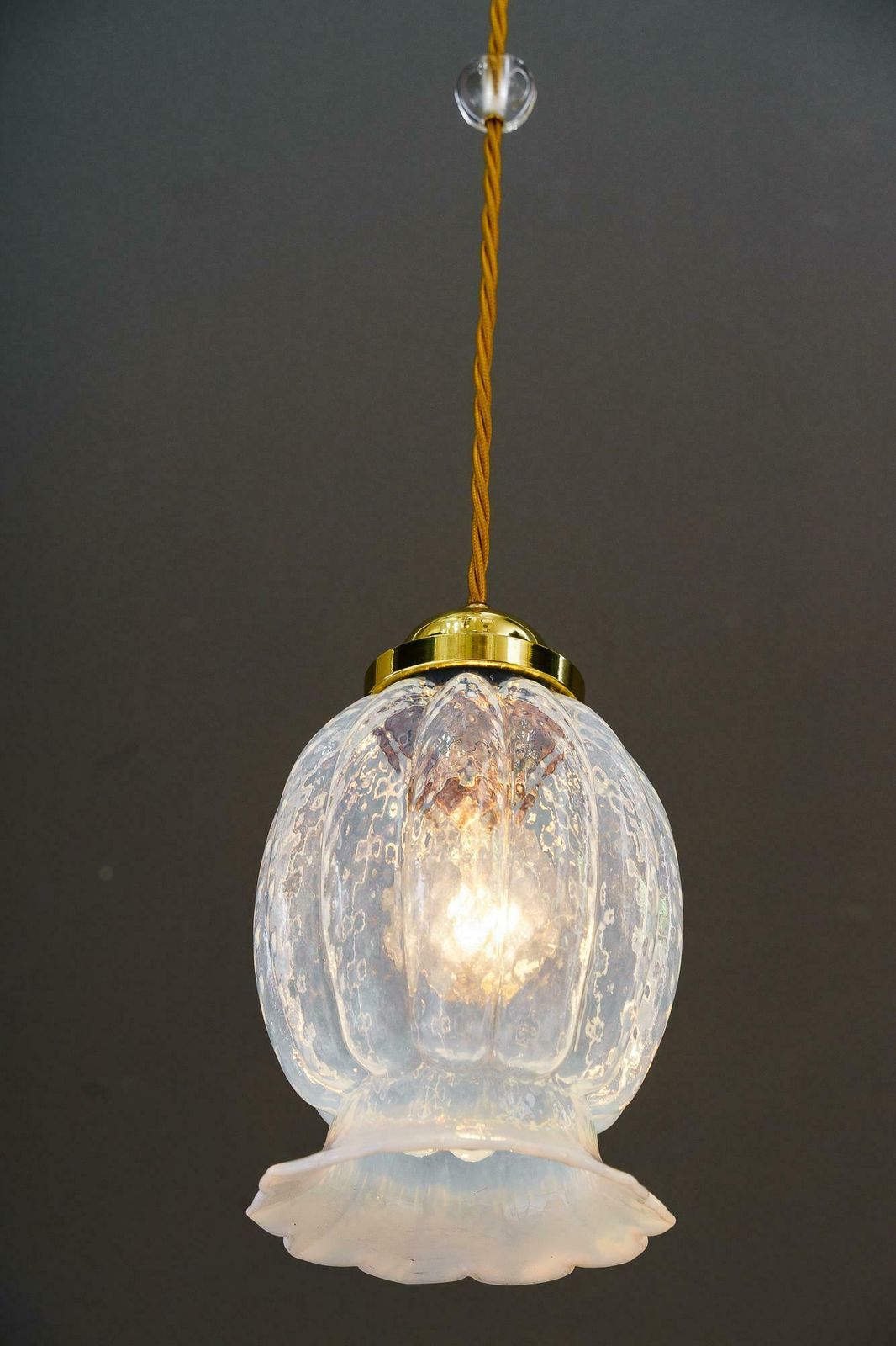 photo furniture Art Deco Pendant With Opaline Glass Shade Vienna Around 1920s