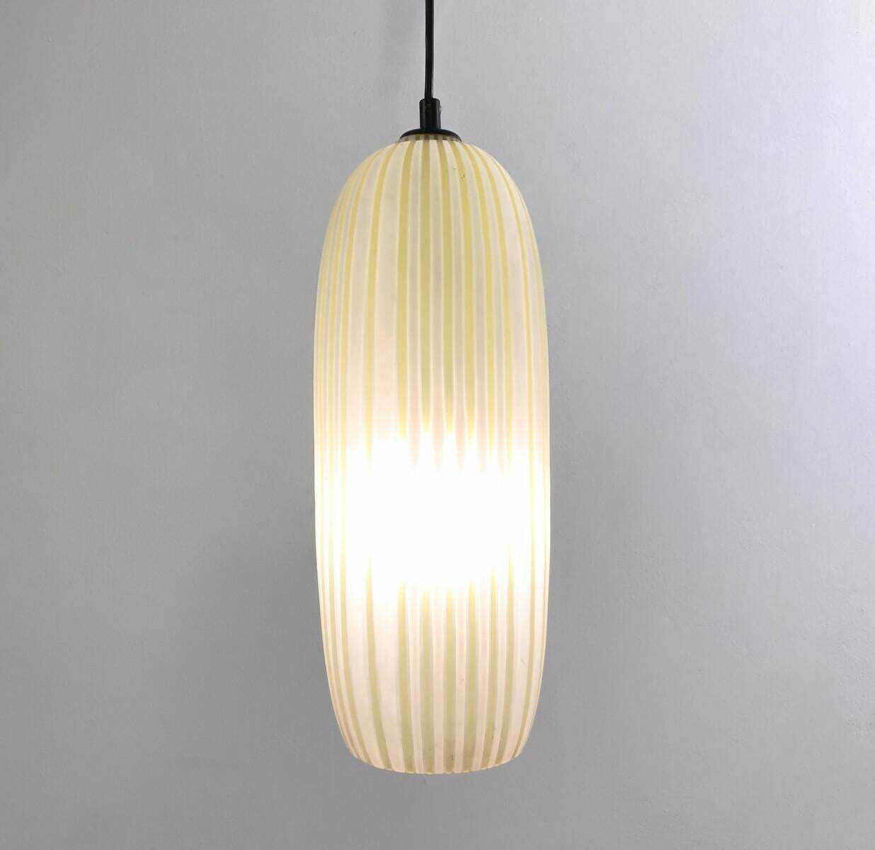 Mid Century Modern Yellow Glass Suspension, Italy, 1960s photo furniture