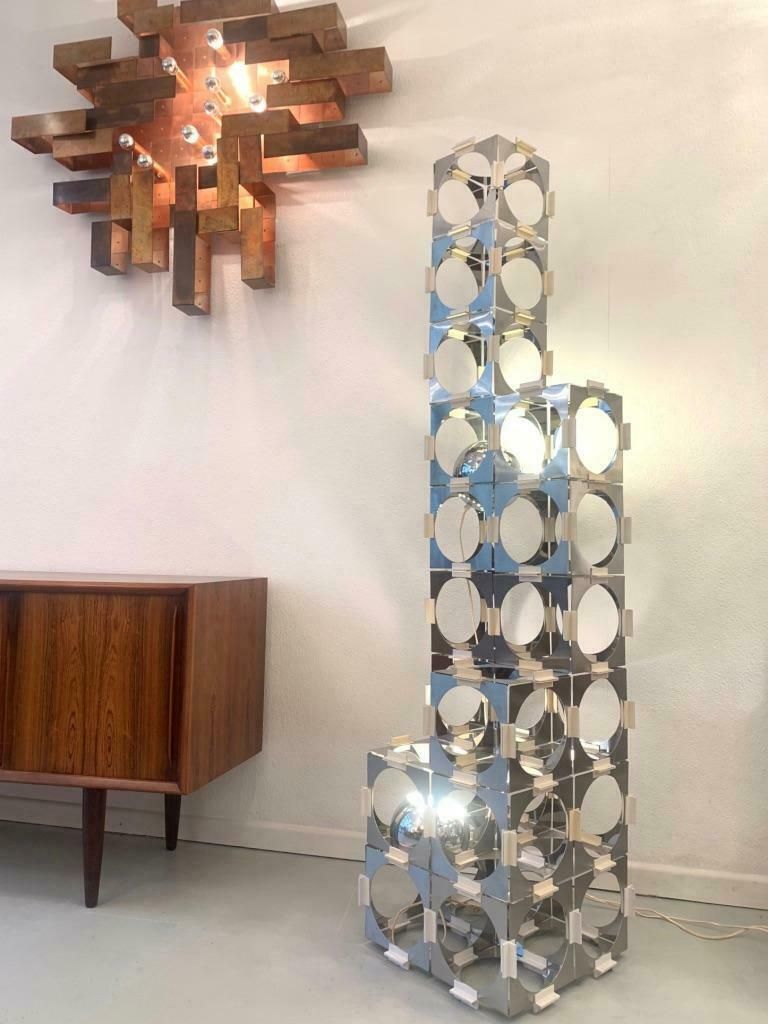 Rare Stainless Steel Skyscraper Modular Floor Lamp By Reggiani, Italy, Ca. 1970s photo 15100.0