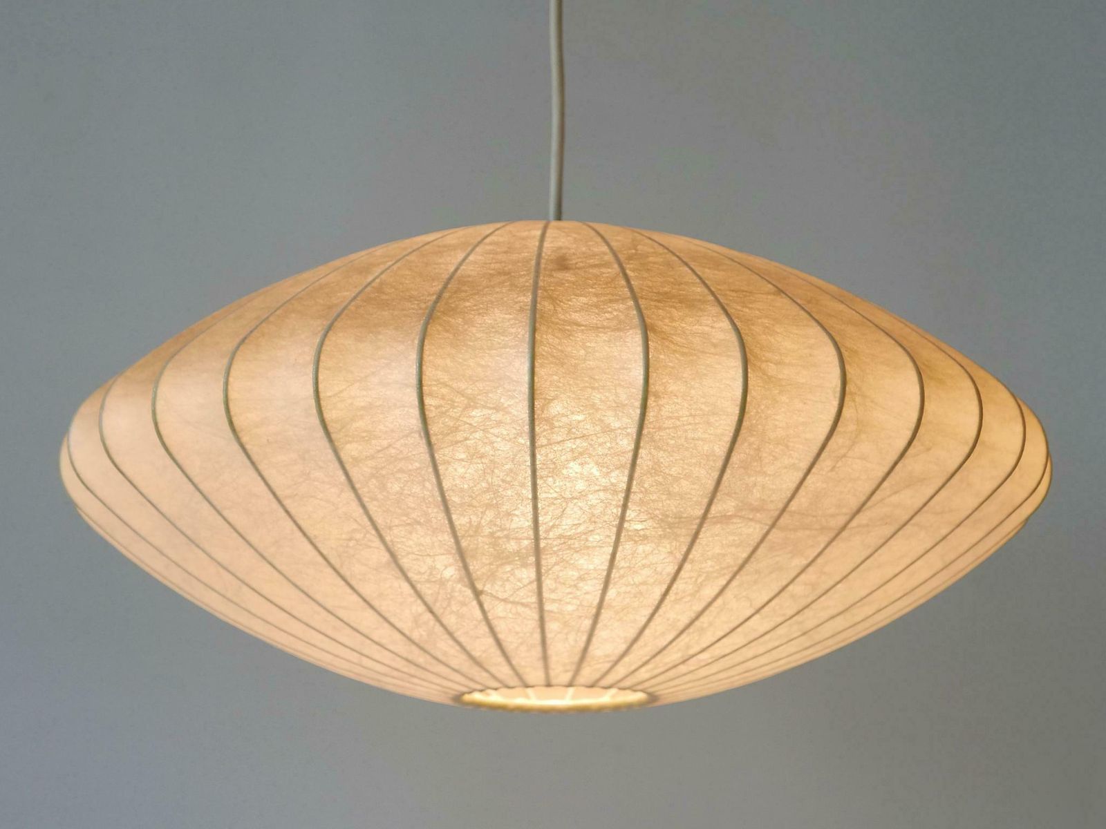 Rare Mid Century Modern Cocoon Pendant Lamp Or Hanging Light By Goldkant 1960s photo vintage