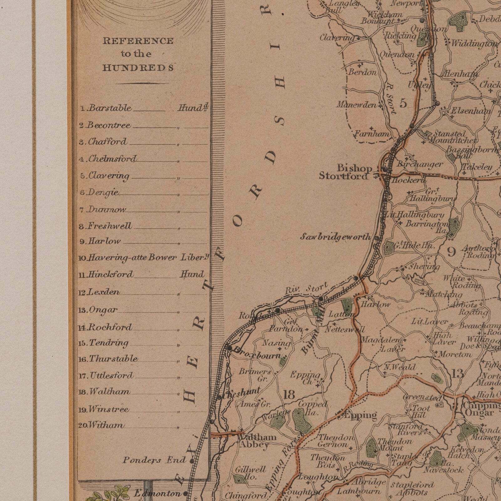photo furniture Antique County Map, Essex, English, Framed, Cartographic Interest, Victorian