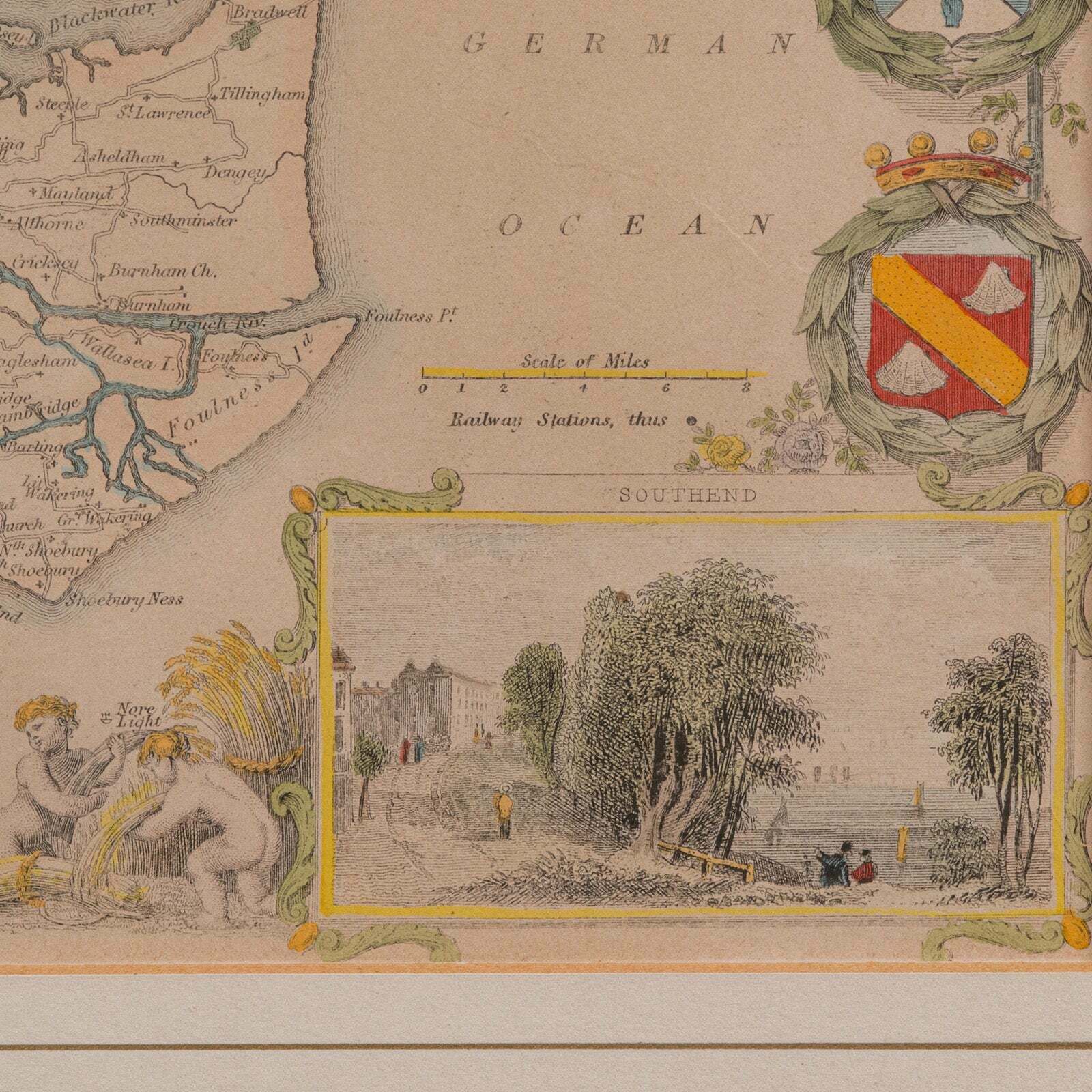 295.0 Antique County Map, Essex, English, Framed, Cartographic Interest, Victorian photo