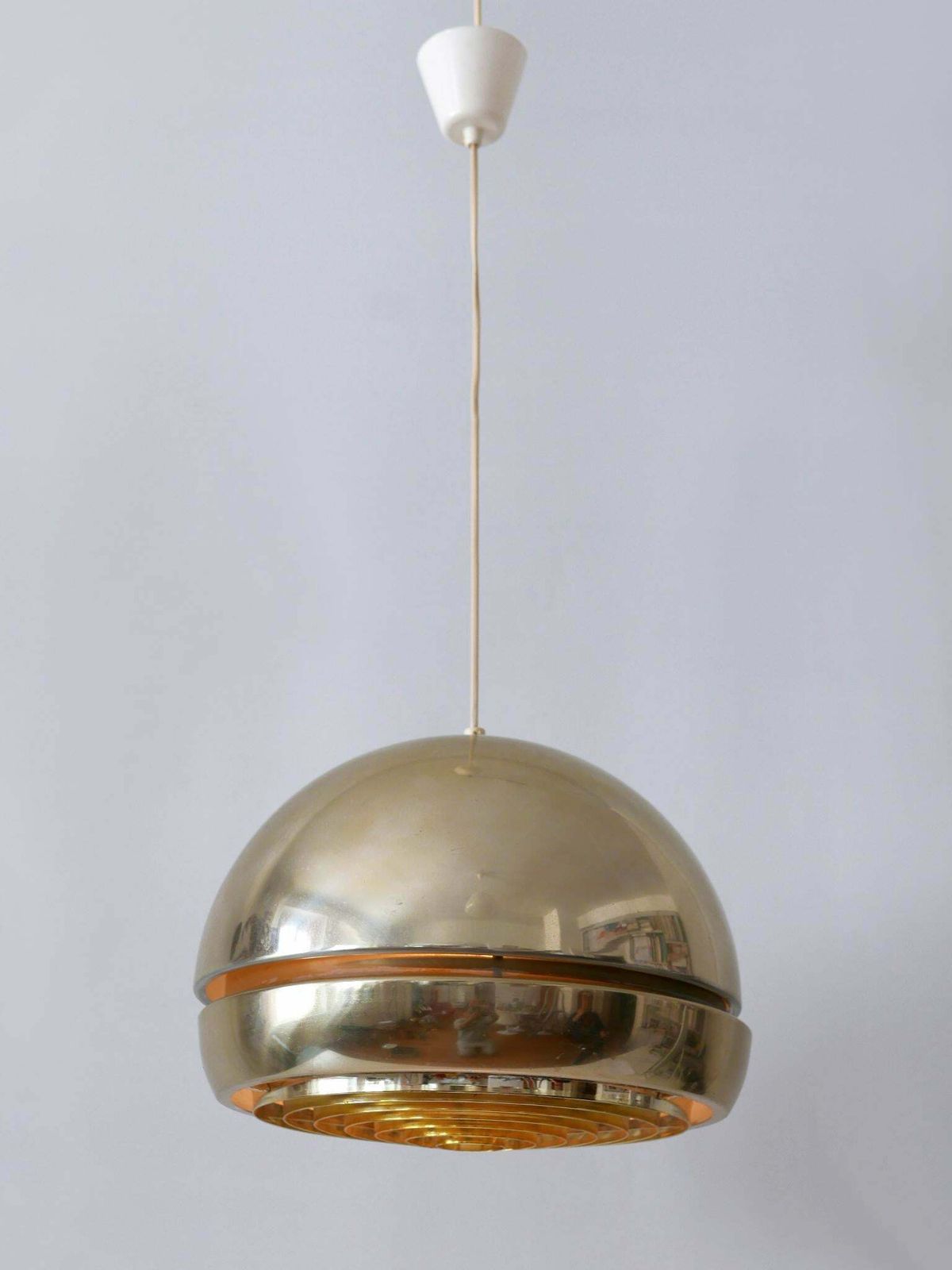 Amazing Mid Century Modern Aluminium Pendant Lamp Or Hanging Light Sweden 1960s photo Lighting