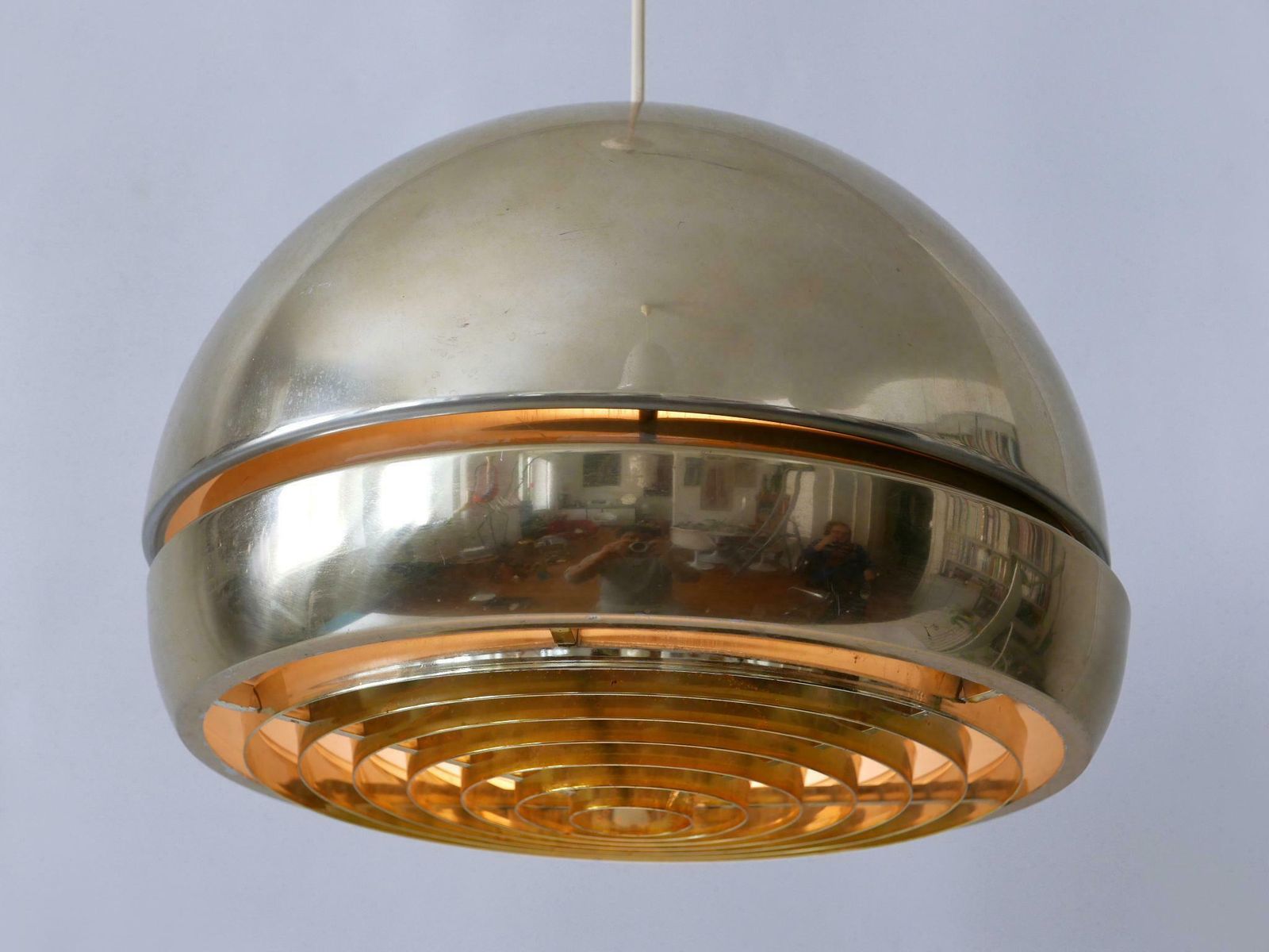 Lighting Amazing Mid Century Modern Aluminium Pendant Lamp Or Hanging Light Sweden 1960s photo