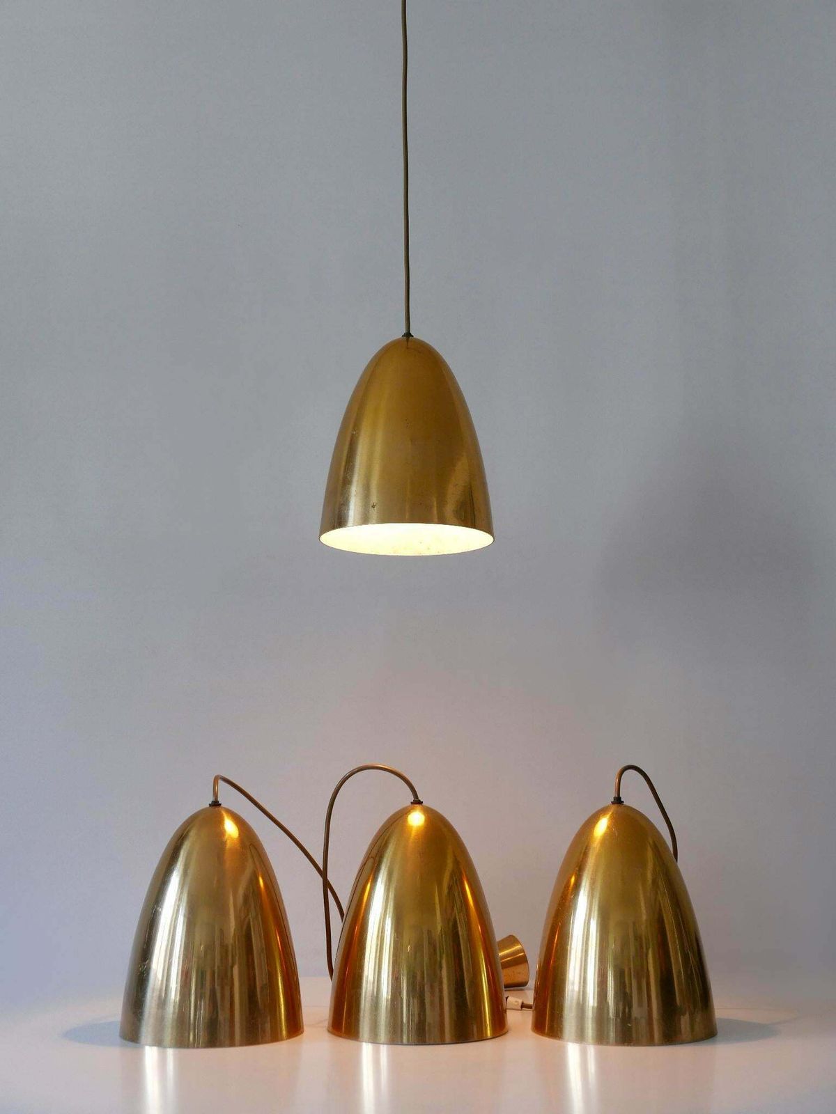 1581.0 1 Of 4 Elegant Mid Century Modern Pendant Lamps Or Hanging Lights Germany 1950s photo