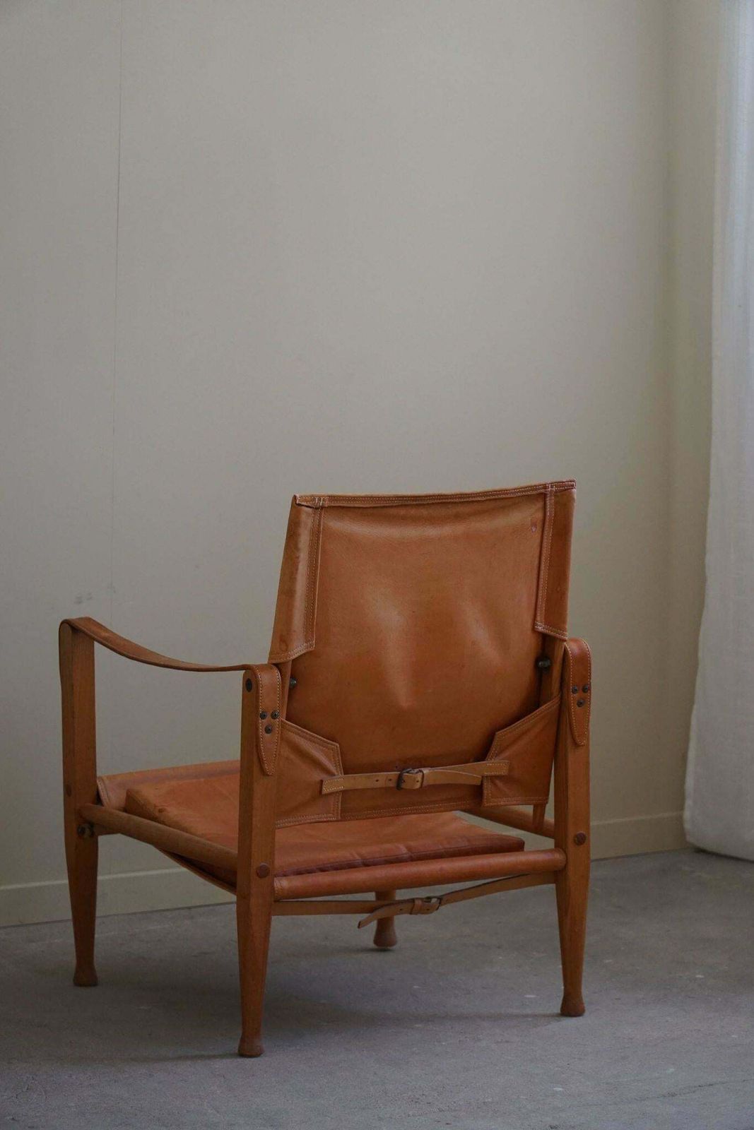 Kaare Klint A Pair Of Safari Chairs In Ash And Leather Rud Rasmussen 1960s photo vintage