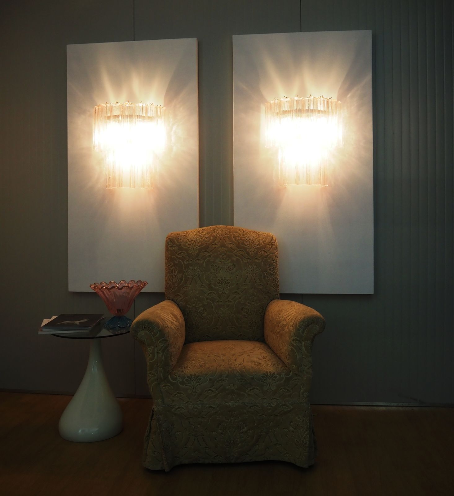 Fantastic Pair Of Murano Glass Tube Wall Sconces   13 Pink Glass Tube photo Lighting