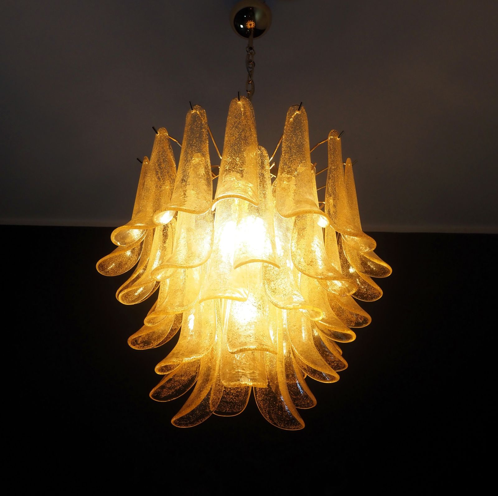 Italian Vintage Murano Chandelier   Mazzega   41 Gold Glass Petals photo for sale