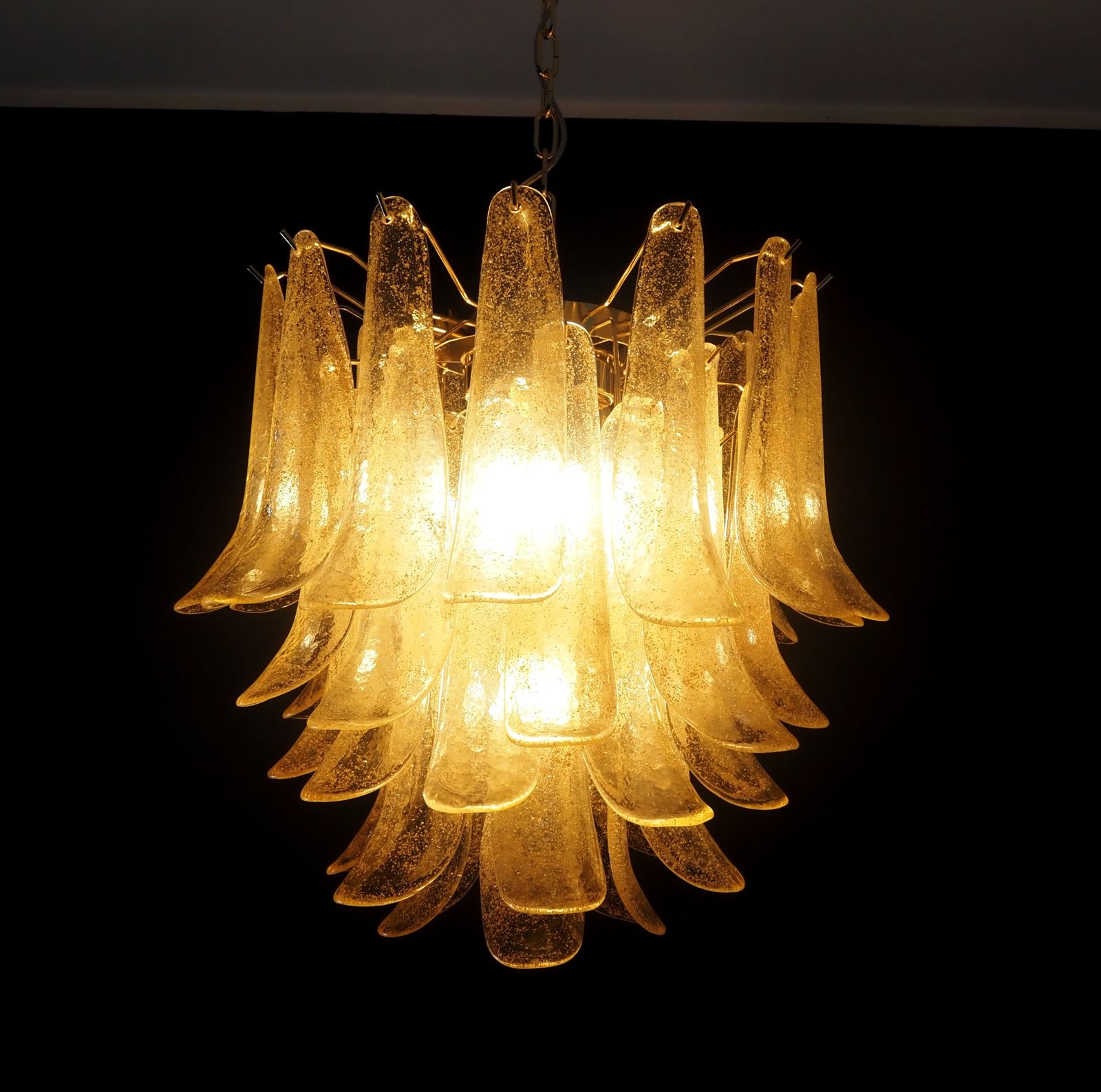 Italian Vintage Murano Chandelier   Mazzega   41 Gold Glass Petals photo buy