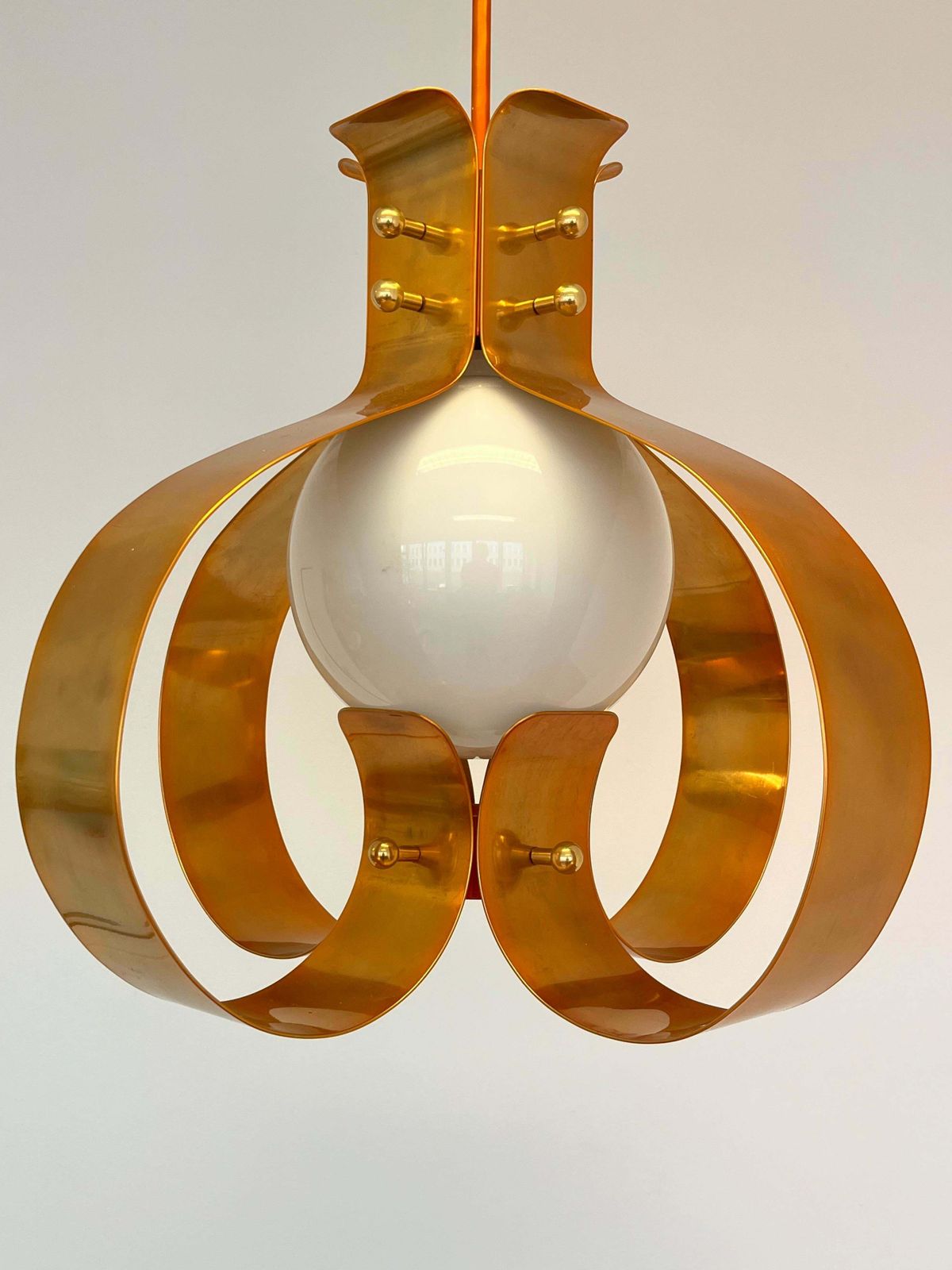 Xxl Pair Of Design Mid Century Large Brass Pendants Chandeliers 1980s photo furniture