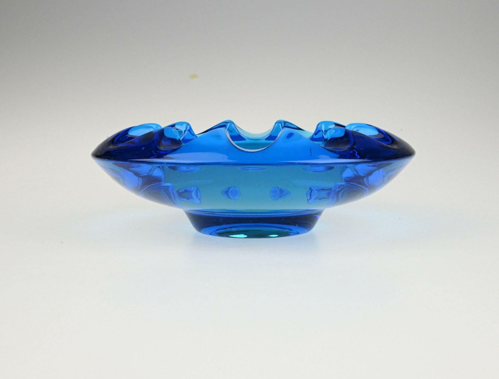 Vintage Blue Glass Ashtray Designed By Adolf Matura, Czech Glass Art, Blue Glass Ashtray, Vintage Glass Ashtray, Art Glass, Vintage Ashtray photo 75.0