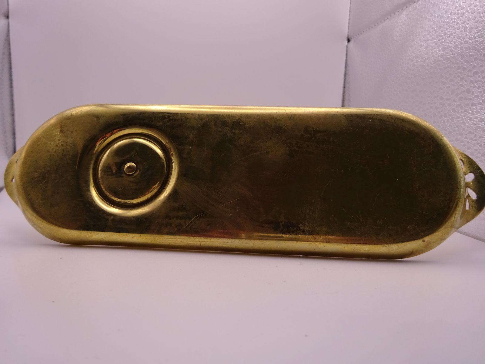 Early 1900s Art Nouveau German Brass Inkwell photo vinterior
