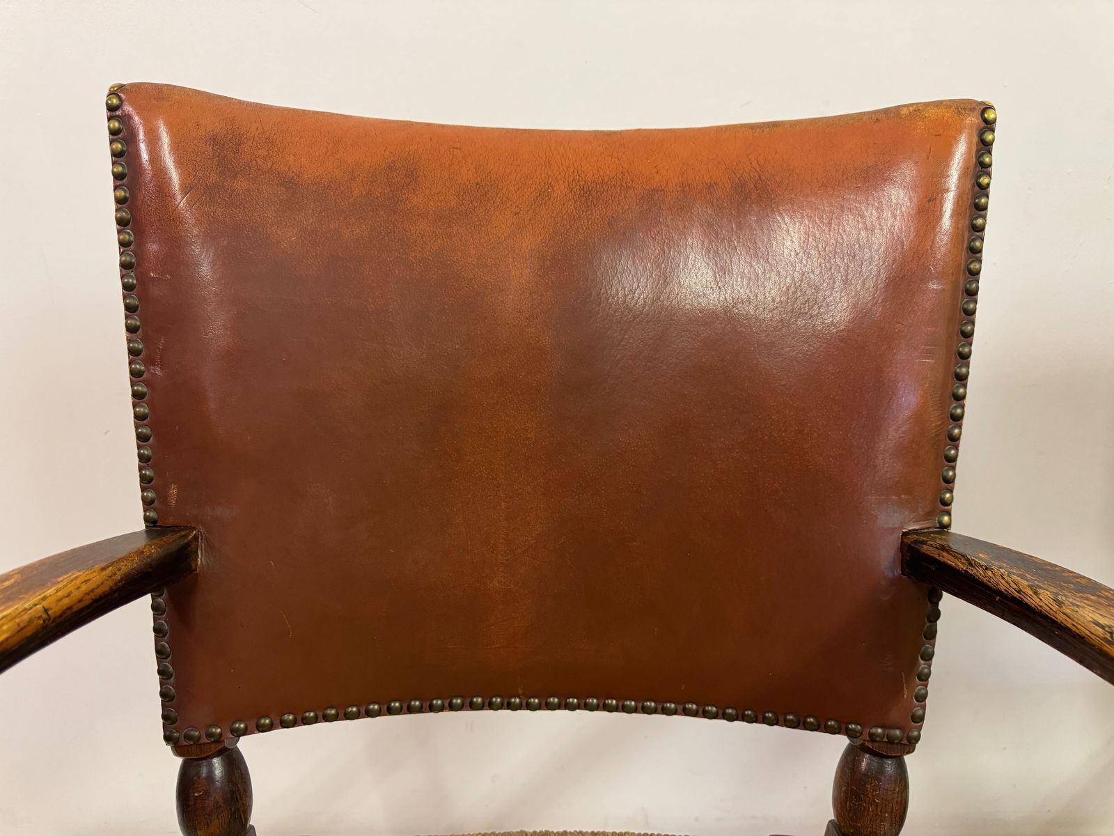 Set Of Three Oak Armchairs With Rush And Leather Seats photo furniture