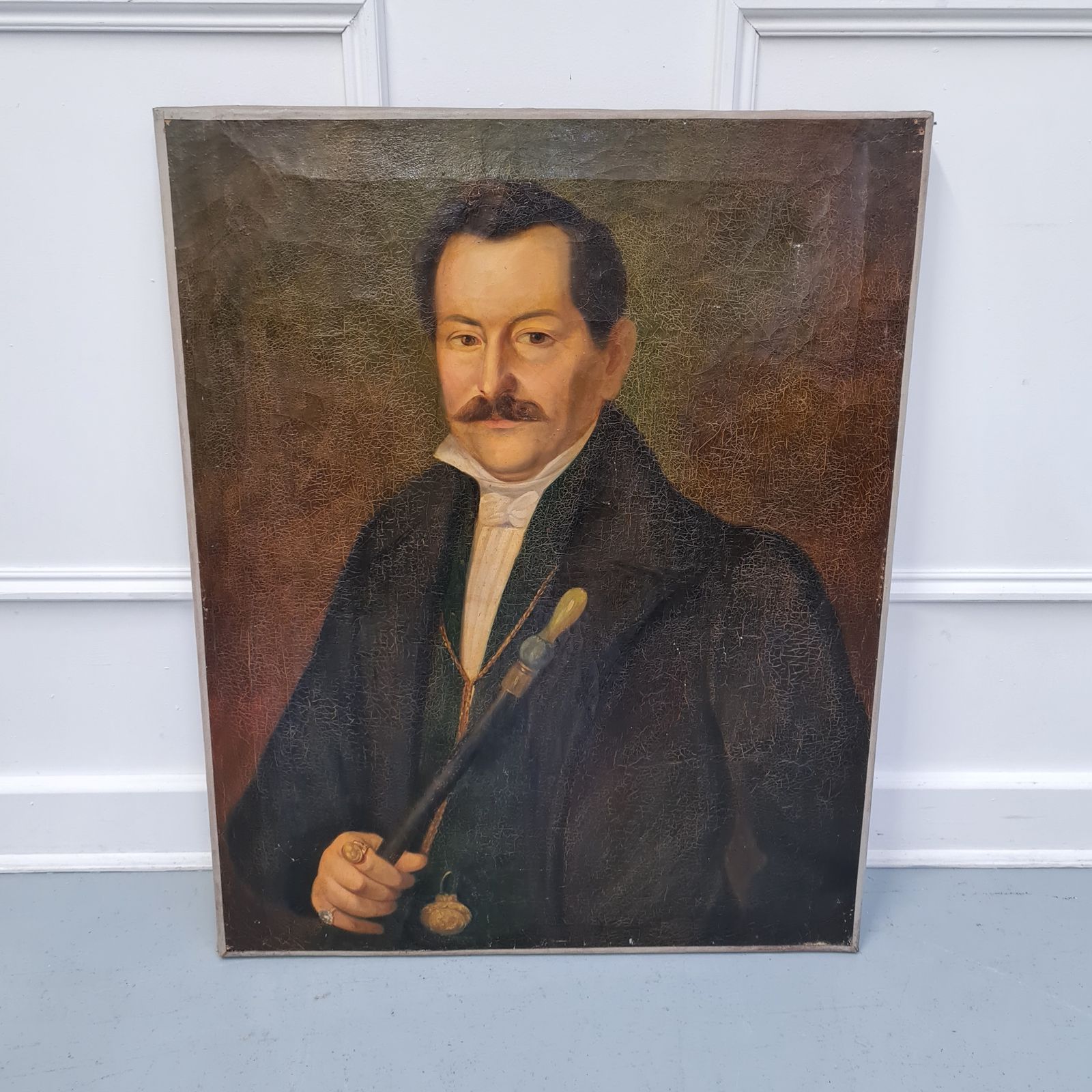 Pair Of Fantastic Primitive Ancestor Oil Paintings photo furniture
