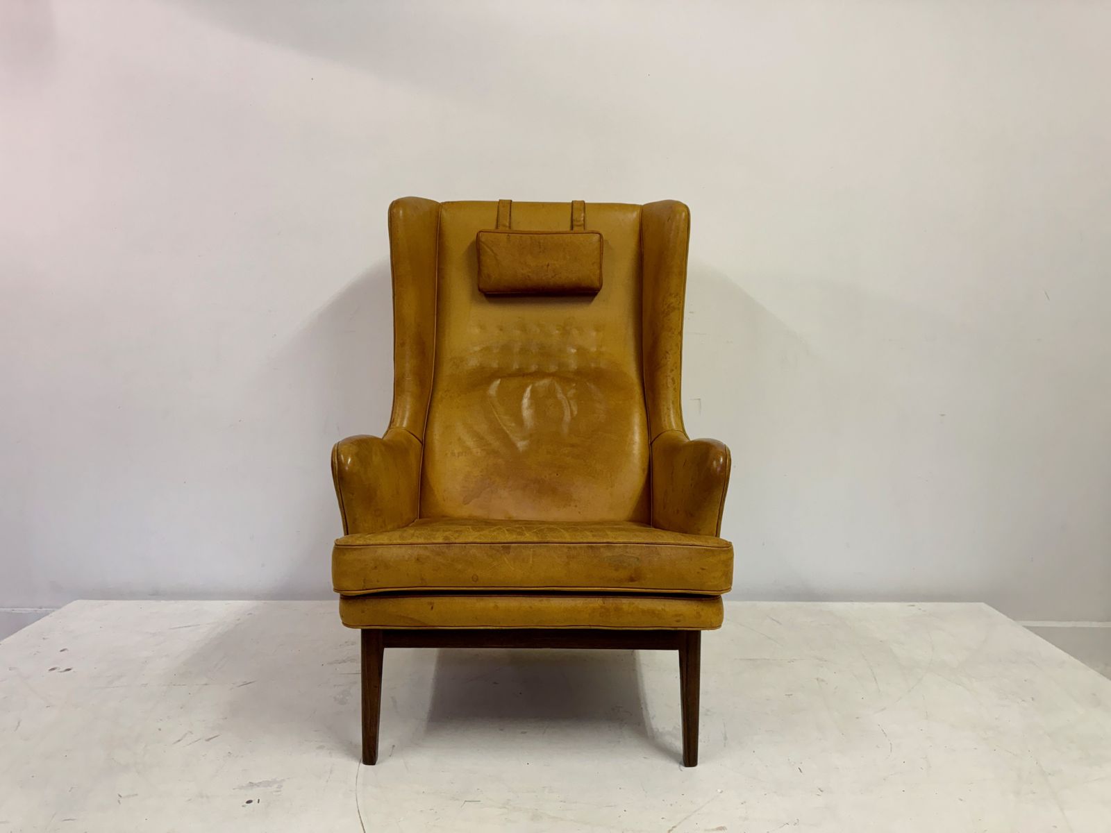 1970s Patinated Leather Wingback Krister Armchair By Arne Norell photo 2895.0