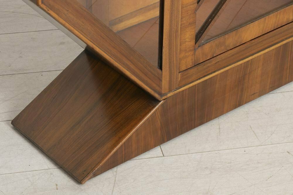 photo furniture Art Deco Octagonal Display Cabinet Bookcase In Walnut, British C.1930