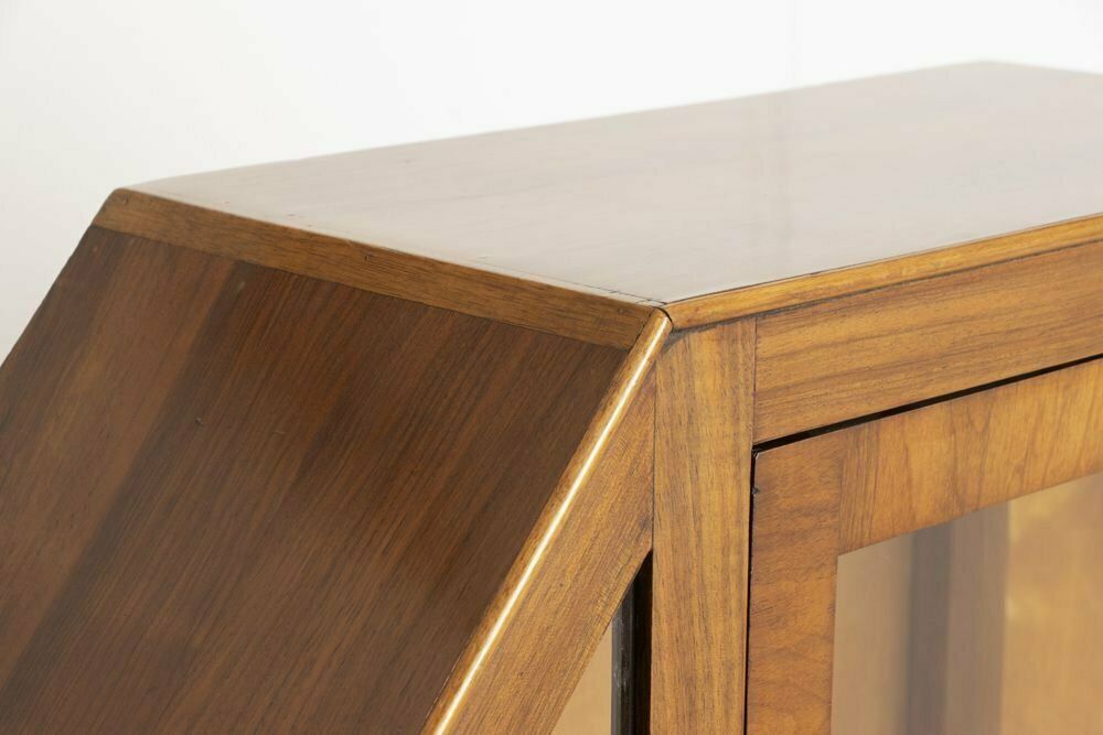 photo for sale Art Deco Octagonal Display Cabinet Bookcase In Walnut, British C.1930