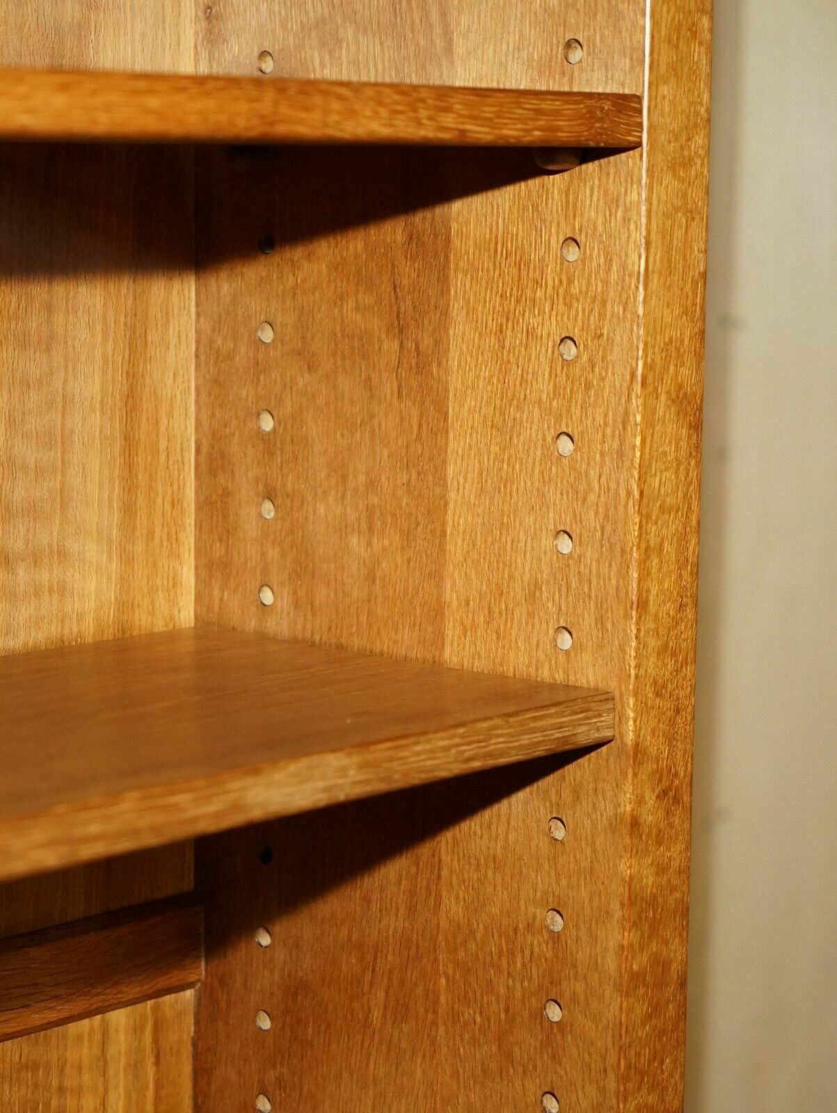 Pair Of Vintage Robert Mouseman Thompson English Oak Carved Library Bookcases photo vintage