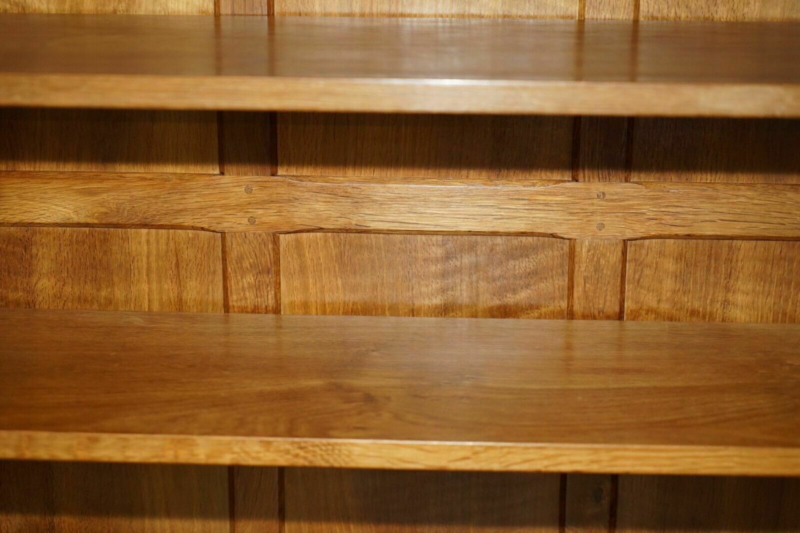 photo furniture Pair Of Vintage Robert Mouseman Thompson English Oak Carved Library Bookcases