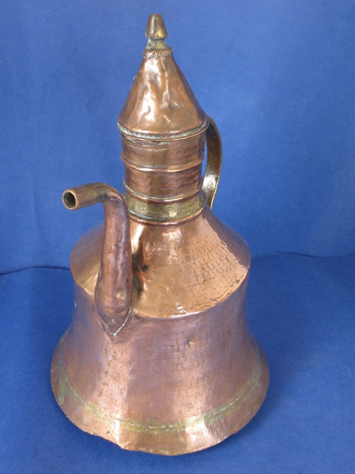 Antique Copper And Brass Coffee Pot. Arabic/Turkish/North African Dallah. Long Curved Spout   Decor Only   Not Watertight! photo Home Decor