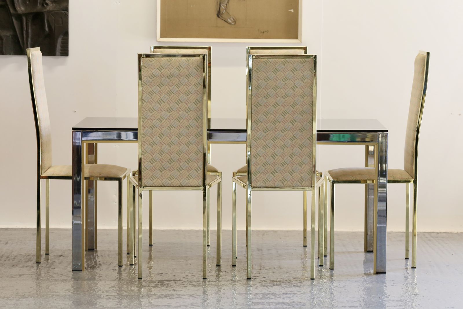 Renato Zevi For Zevi Set Of 6 Hollywood Regency Fine Gilt Lacquer Dining Chairs photo Furniture