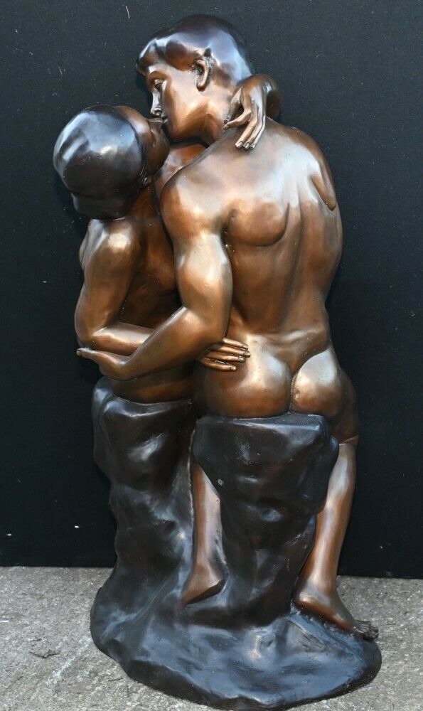 Lifesize Bronze The Kiss Statue After Rodin Garden Casting photo vintage
