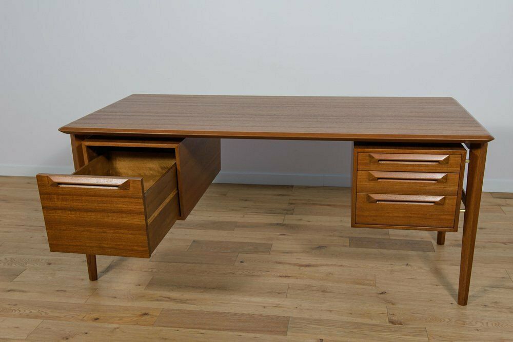 Mid Century Teak Desk By Ib Kofod Larsen For Seffle Möbelfabrik, Sweden, 1950s photo vintage