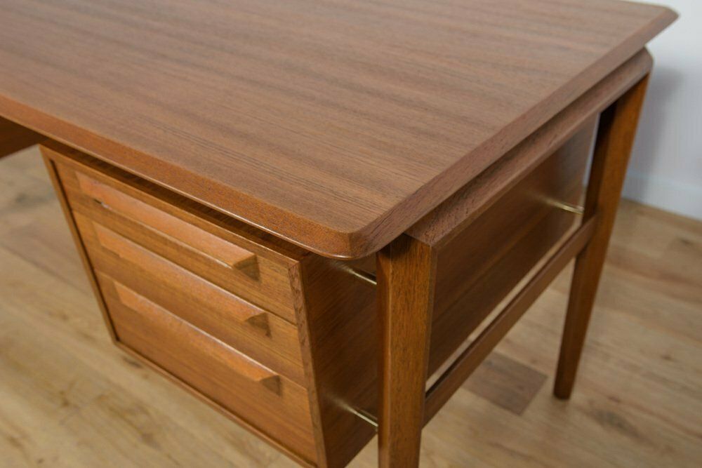 photo vintage Mid Century Teak Desk By Ib Kofod Larsen For Seffle Möbelfabrik, Sweden, 1950s