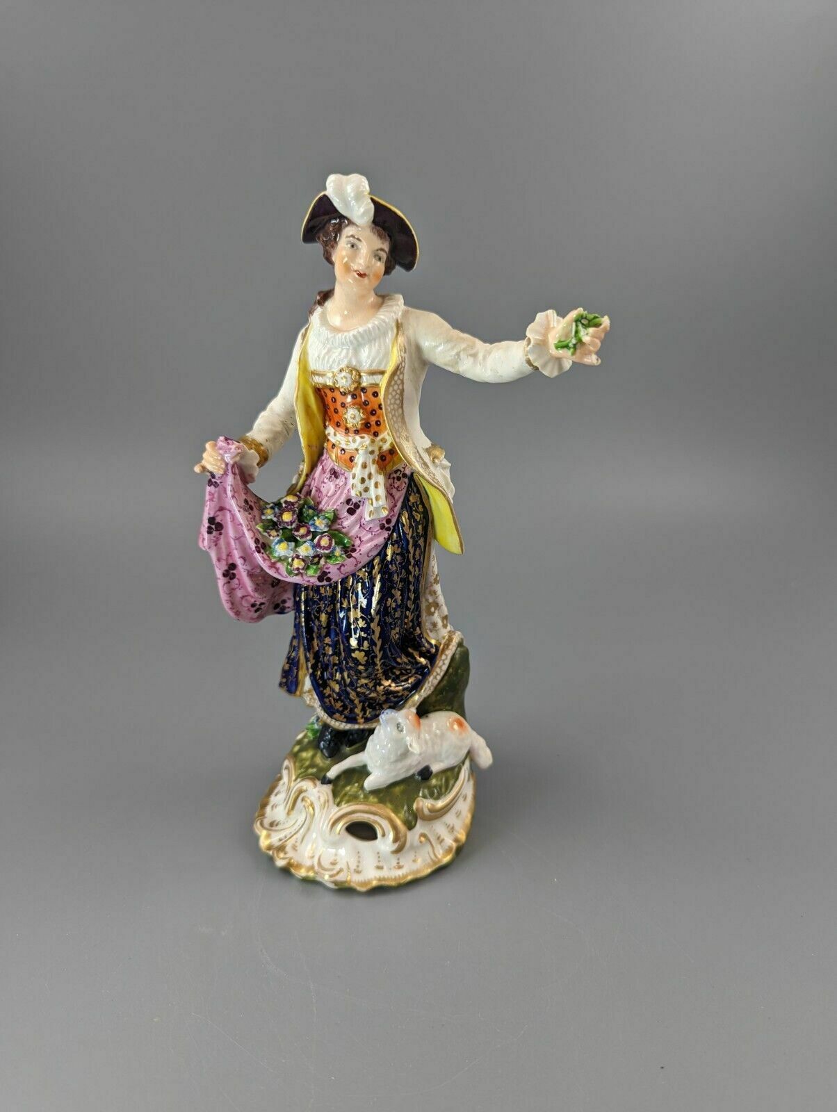 Antique Derby Porcelain Figurine Of A Shepherdess C.1830, The Bloor Period