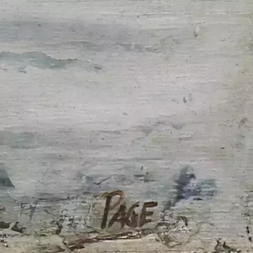 Oil Painting By Page. Harbour Scene photo for sale