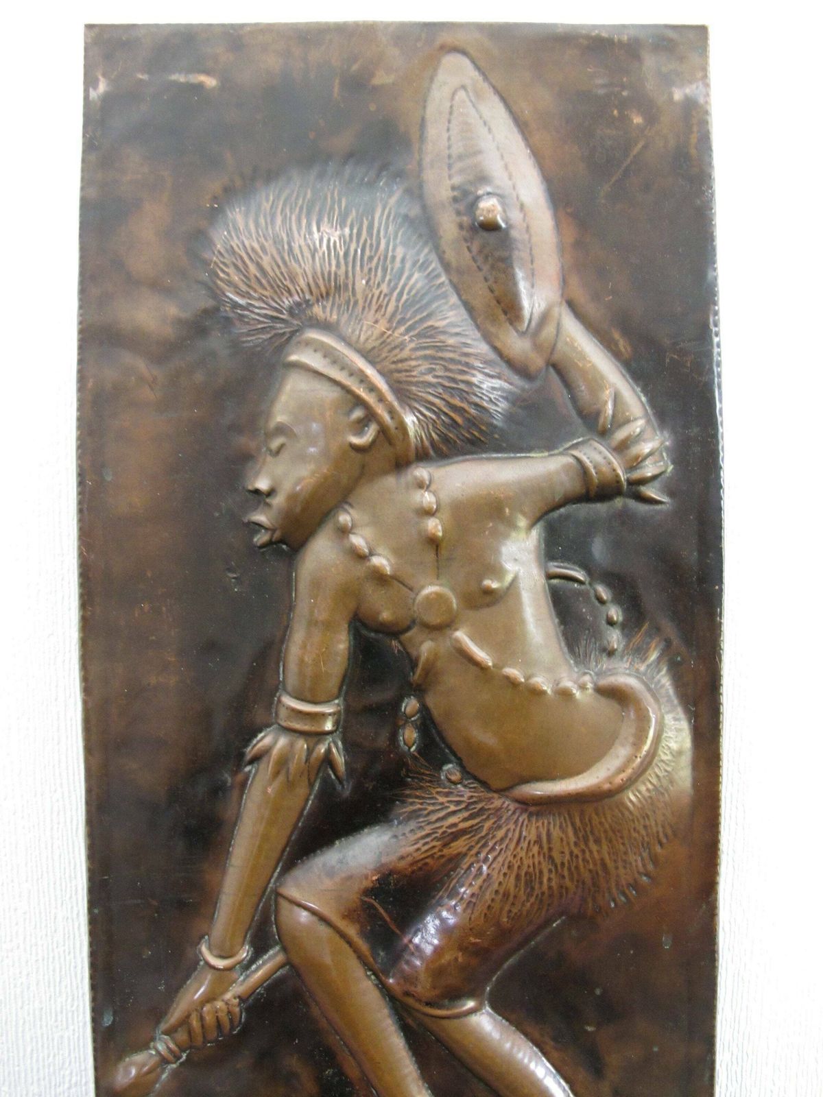 Vintage African Copper Relief Wall Hanging. Fabulous Mid Century Modern Wall Art   11 By 27 Inches (28 X 68.5cm) photo for sale