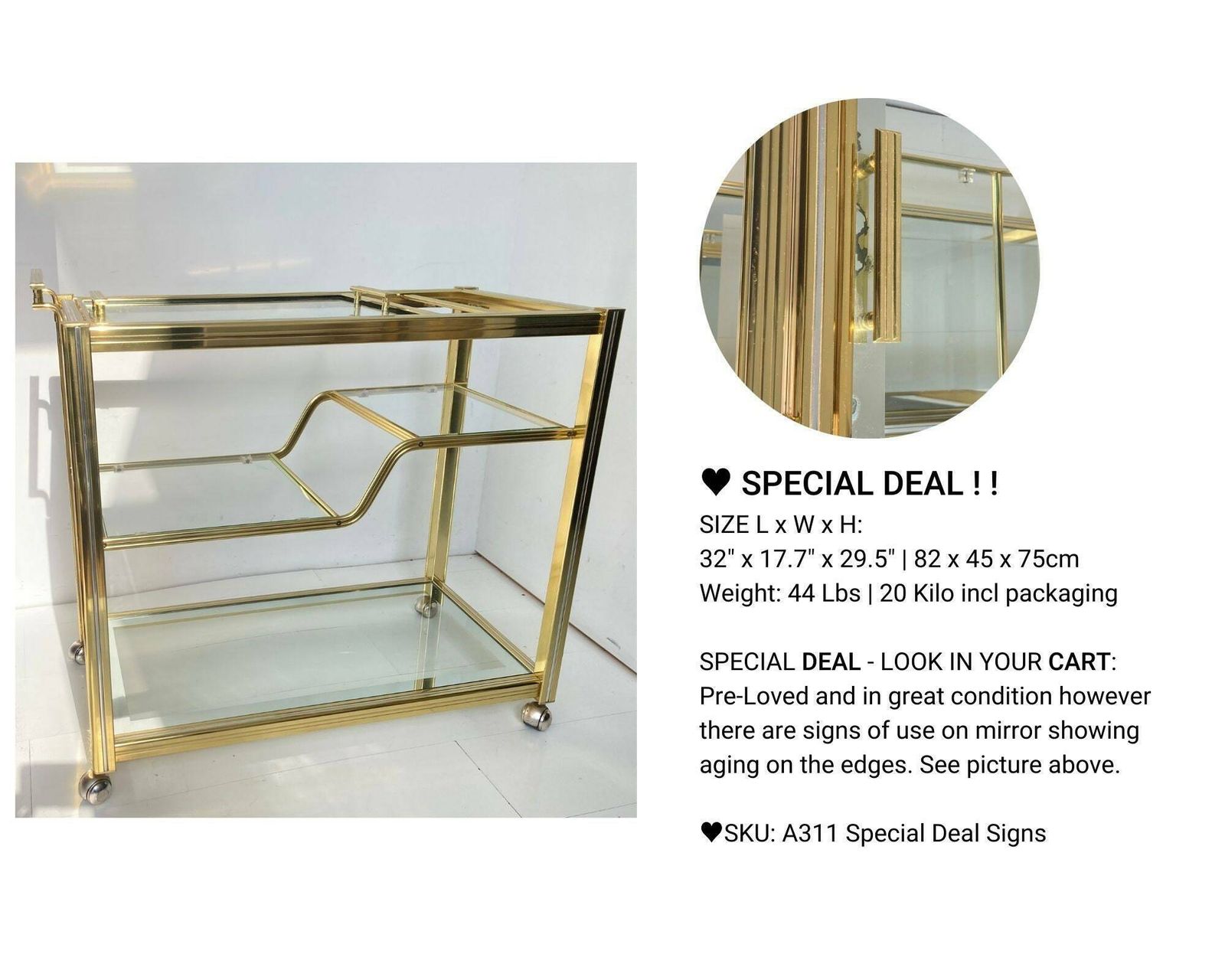 Pierre Vandel Barcart Met Gouden Dienblad | 20% Korting | 3 Niveaus, Flessenhouder En Dienblad | Parijs, Ca. Jaren 1960 photo Meubels