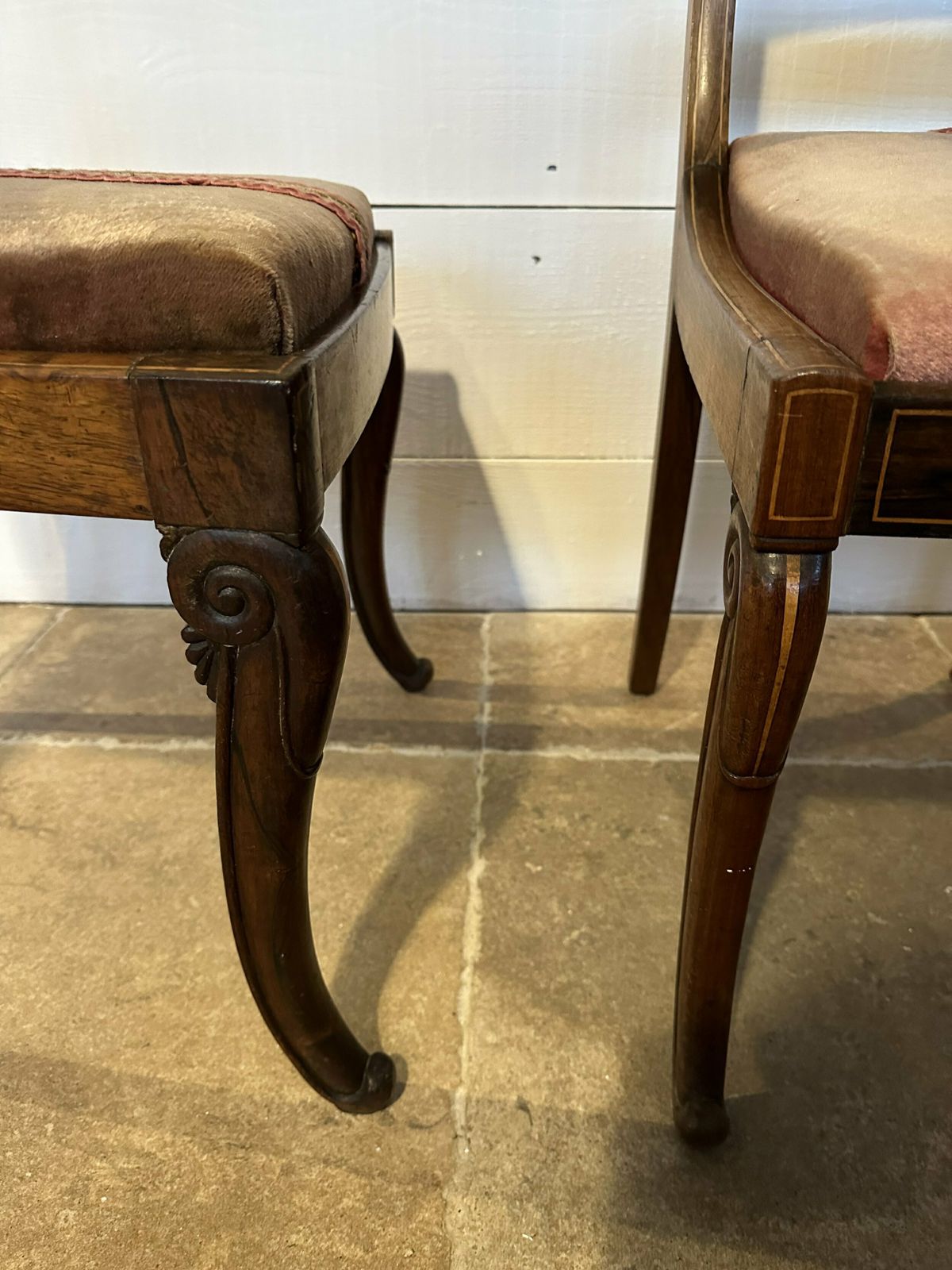 Pair Of Inlaid Chairs, 1800s photo for sale