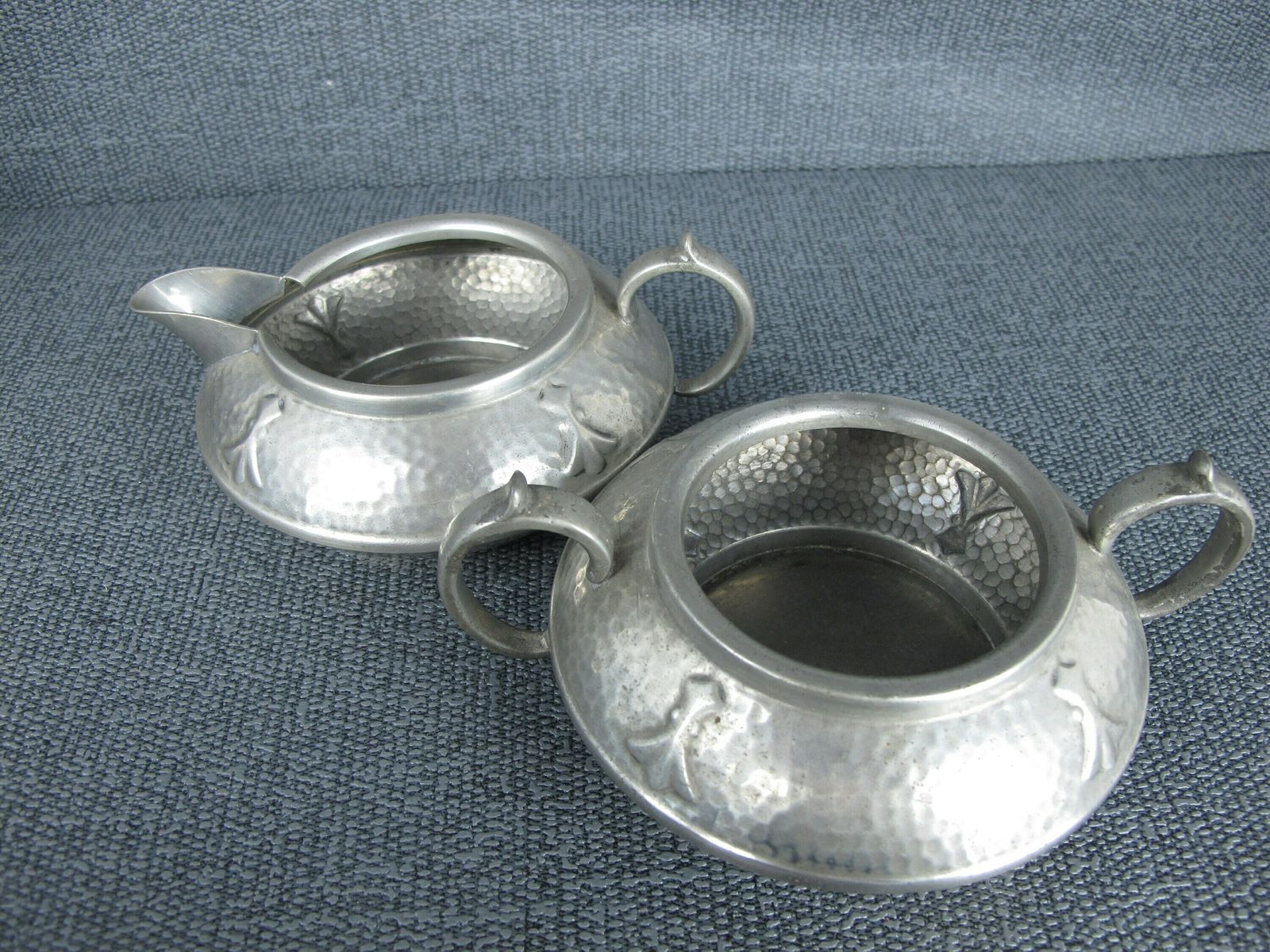 Stunning Vintage Art Deco English Pewter Three Piece Tea Set. Teapot, Milk Jug And Sugar Bowl. Bakelite Handles   Made By Civic photo 59.0