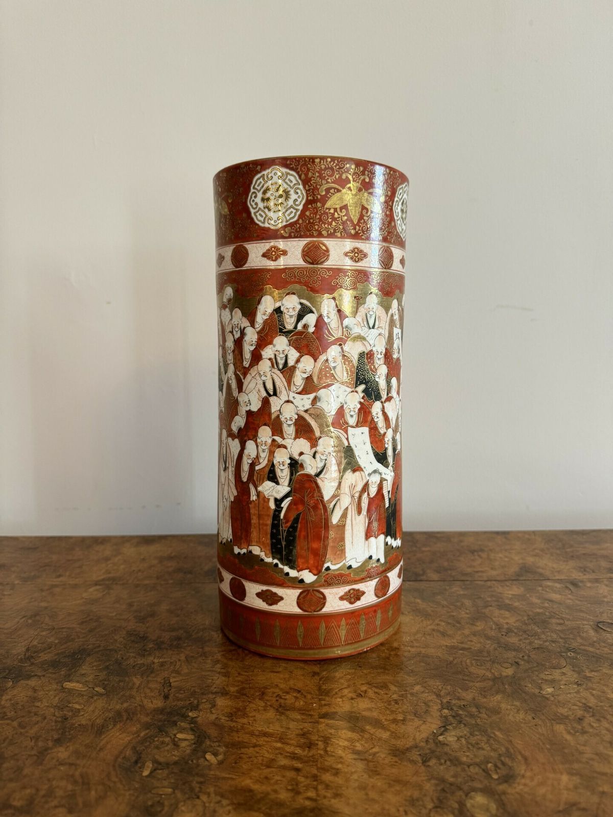 Outstanding Quality Pair Of 19th Century Japanese Kutani Cylindrical Vases photo 1450.0
