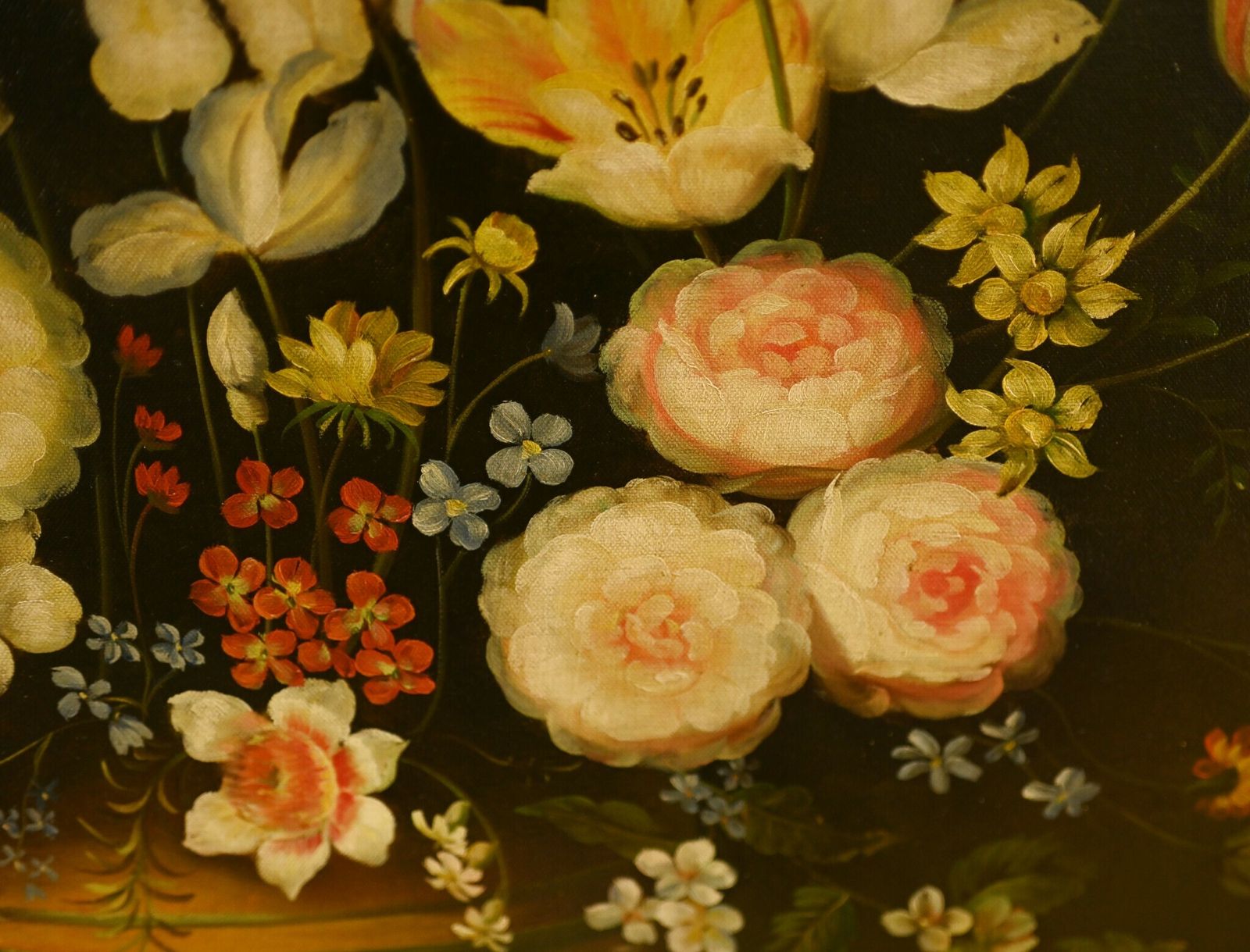Art French Still Life Floral Oil Painting Cafe Flowers photo