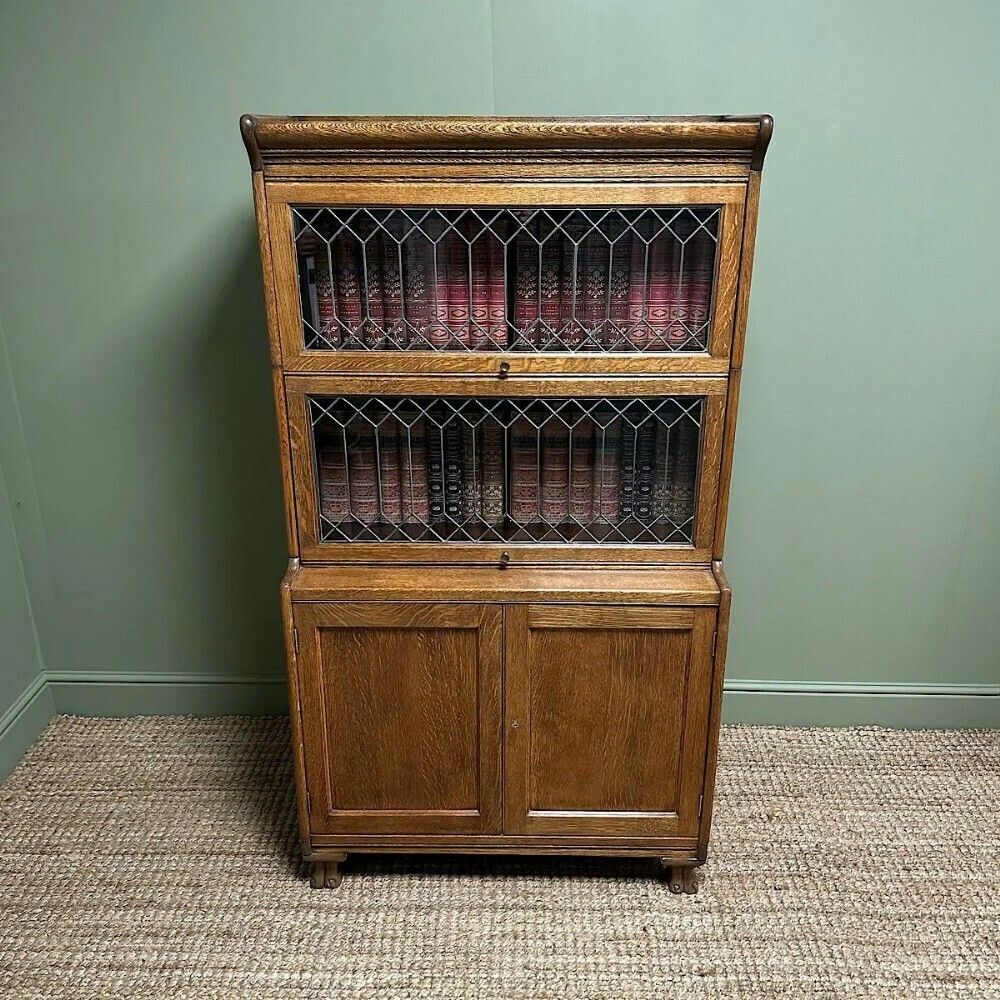 Stunning Edwardian Oak Stacking Antique Barrister Bookcase photo for sale